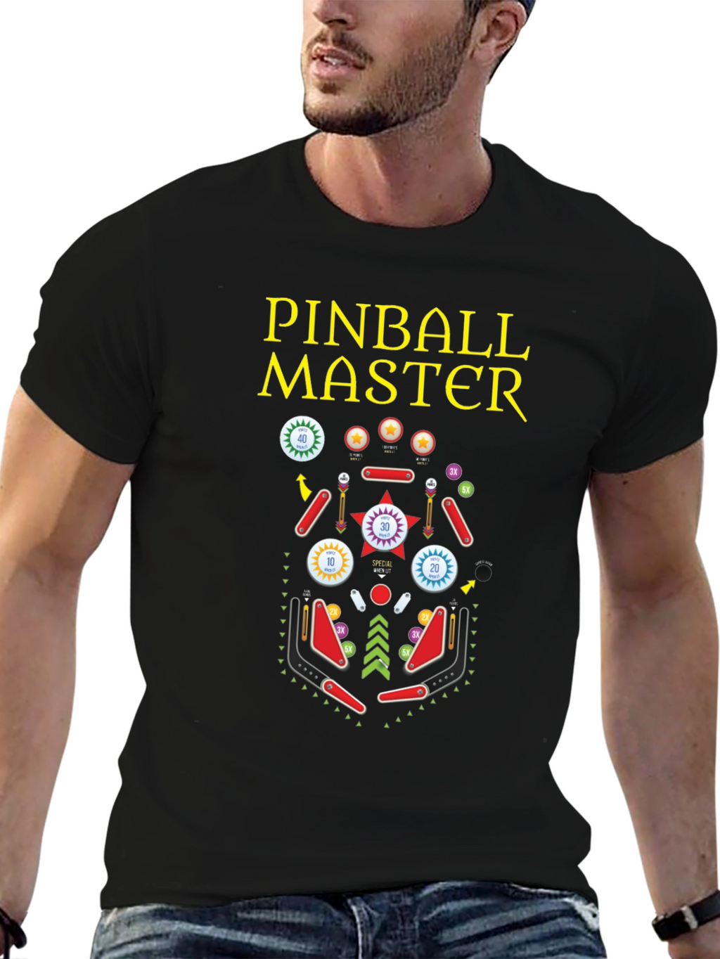 Pinball Master Graphic T-Shirt - Retro Arcade Style