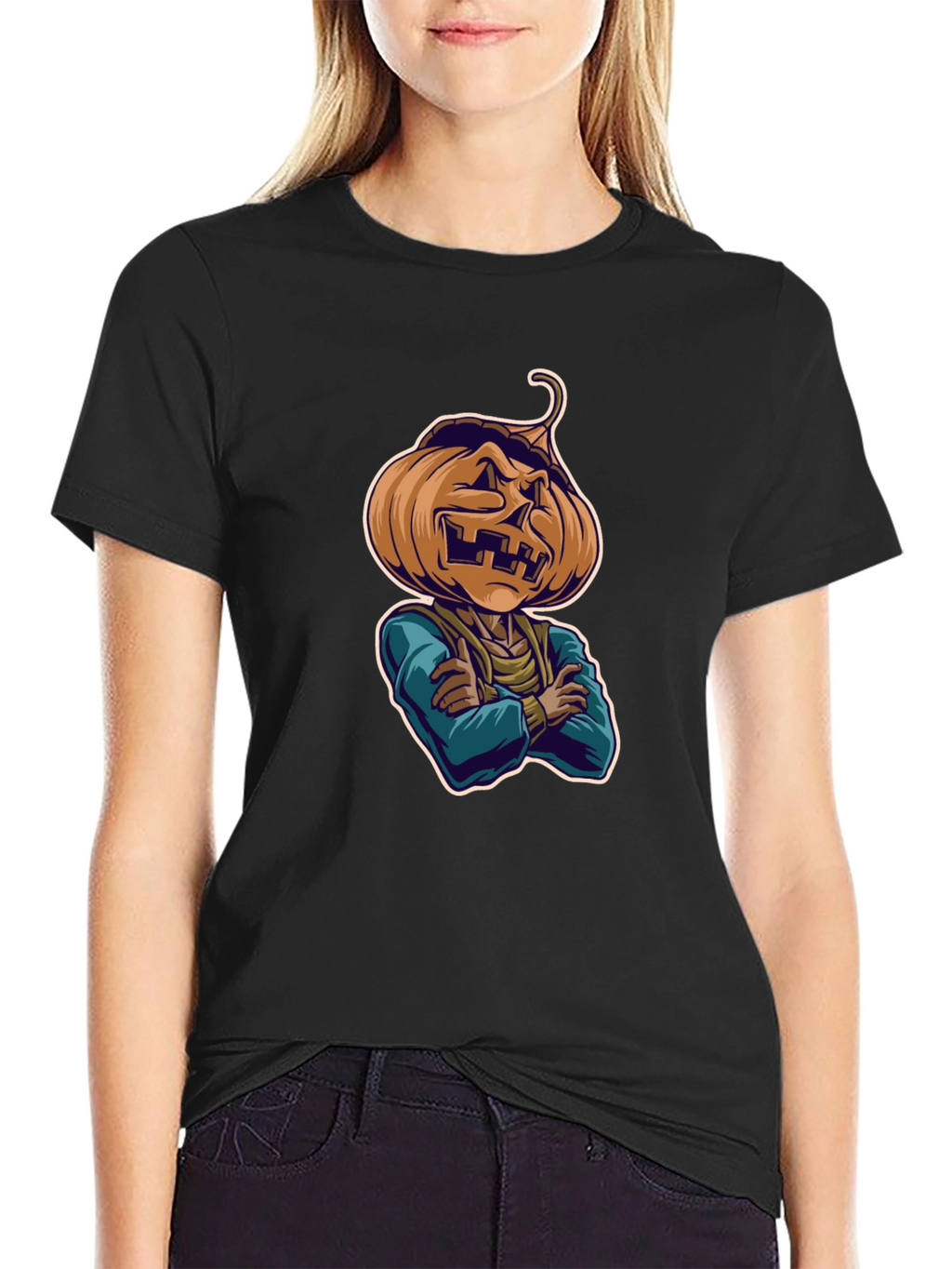 Spooky Pumpkin Head T-Shirt - Halloween Style