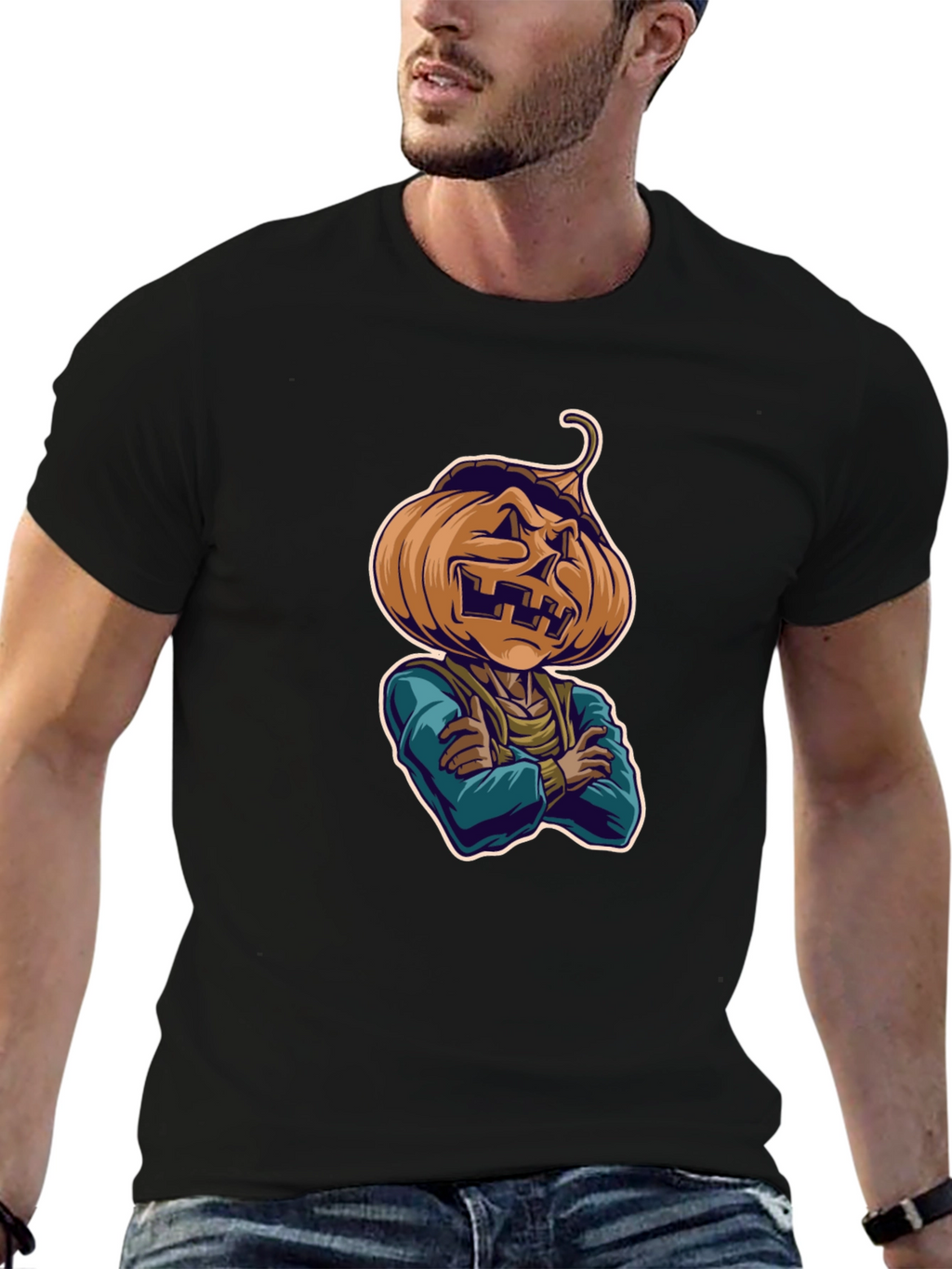 Spooky Pumpkin Head T-Shirt - Halloween Style