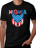 Meowica Patriotic Cat USA Flag Graphic T-Shirt