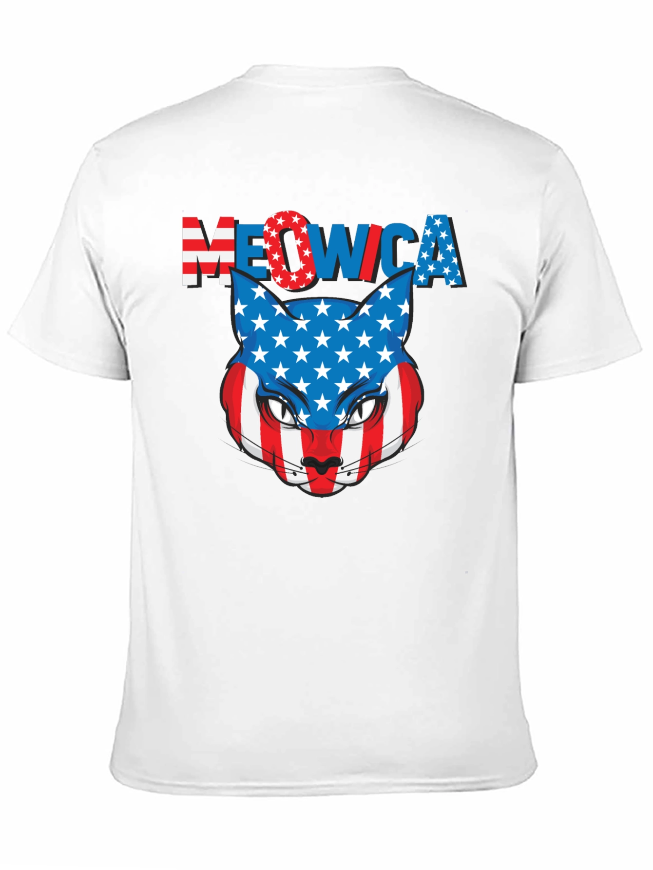 Meowica Patriotic Cat USA Flag Graphic T-Shirt