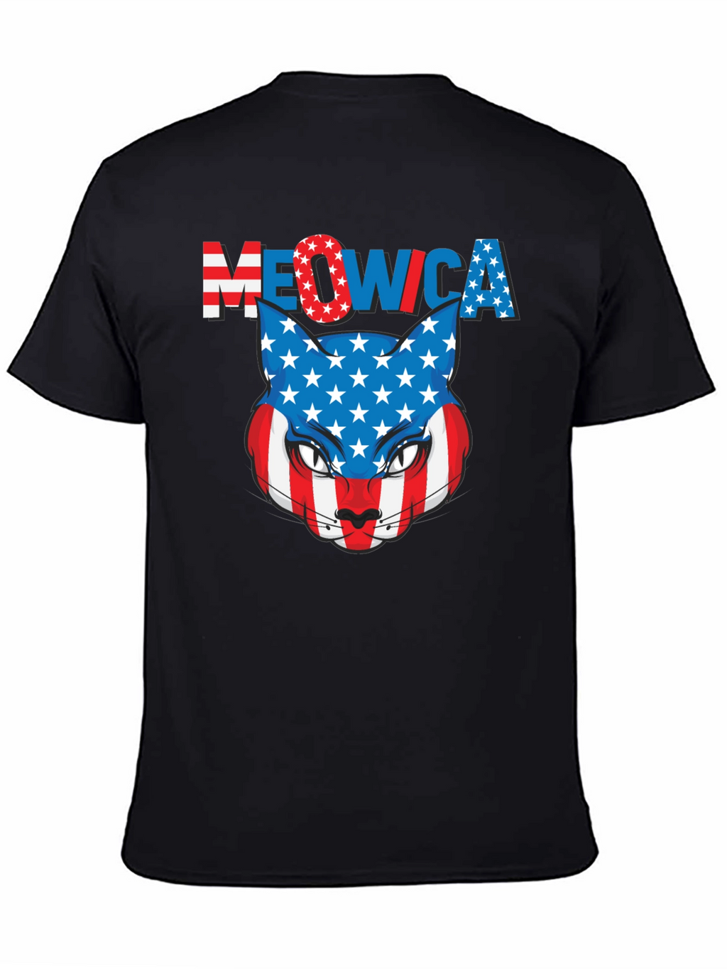 Meowica Patriotic Cat USA Flag Graphic T-Shirt