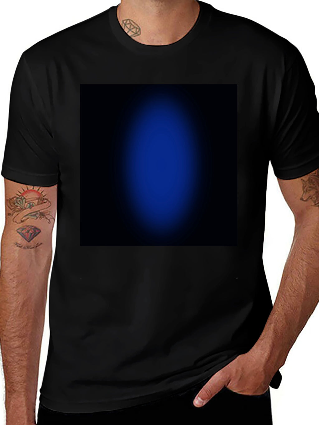 Black T-Shirt with Abstract Blue Design