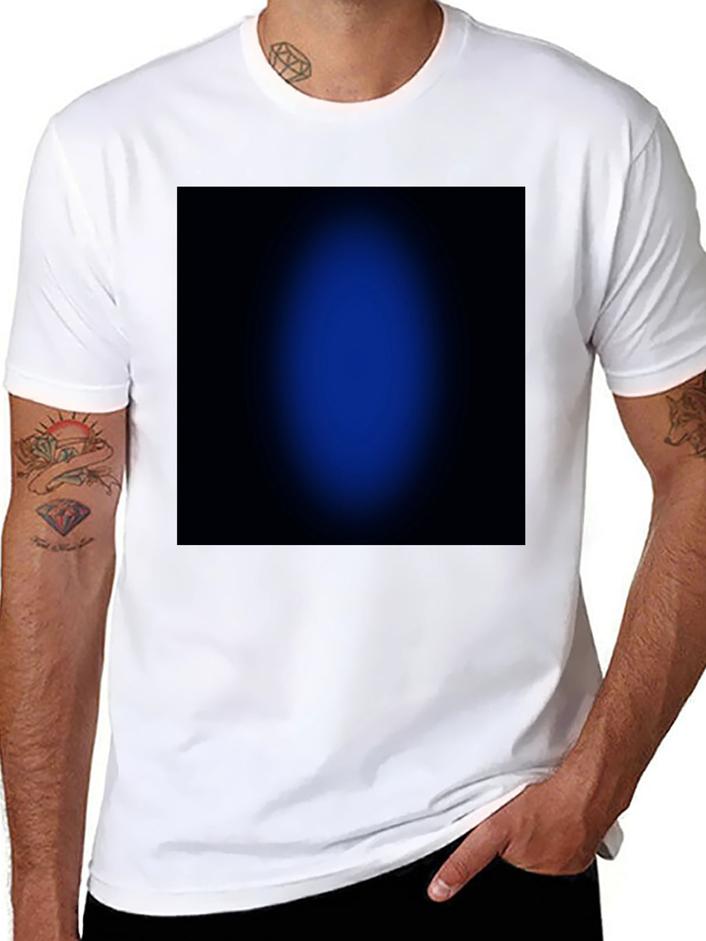 Black T-Shirt with Abstract Blue Design