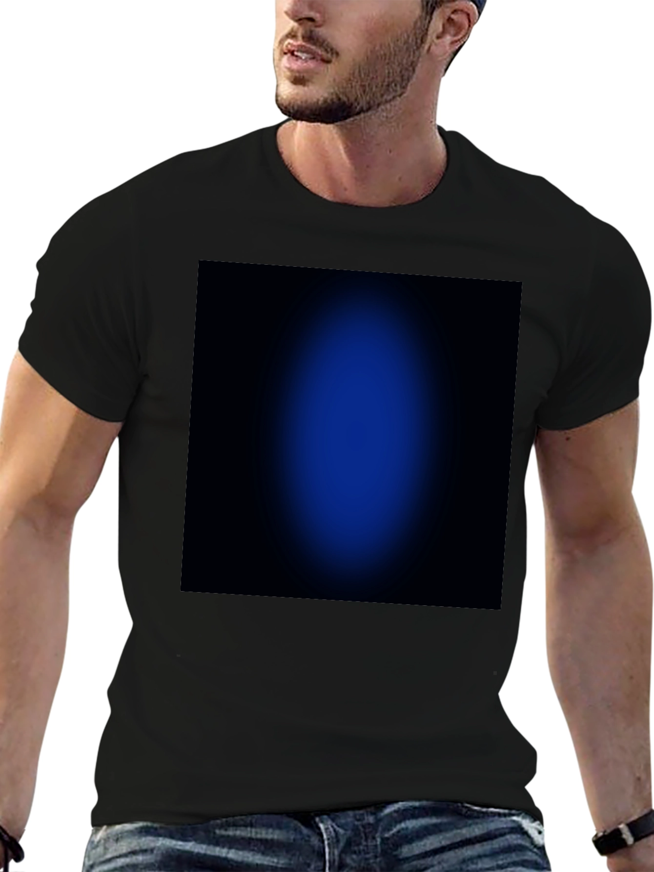 Black T-Shirt with Abstract Blue Design