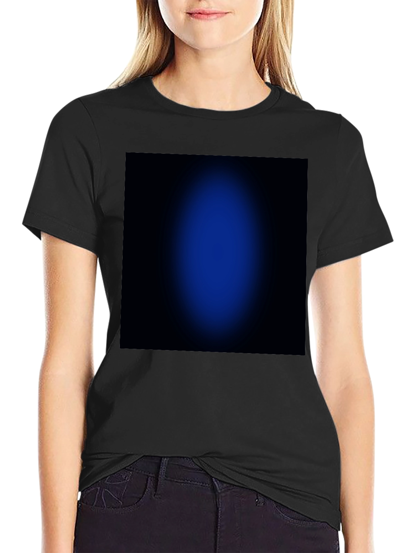 Black T-Shirt with Abstract Blue Design
