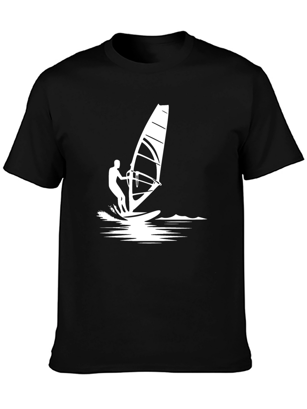 Windsurfer Graphic Tee - Black Cotton T-Shirt