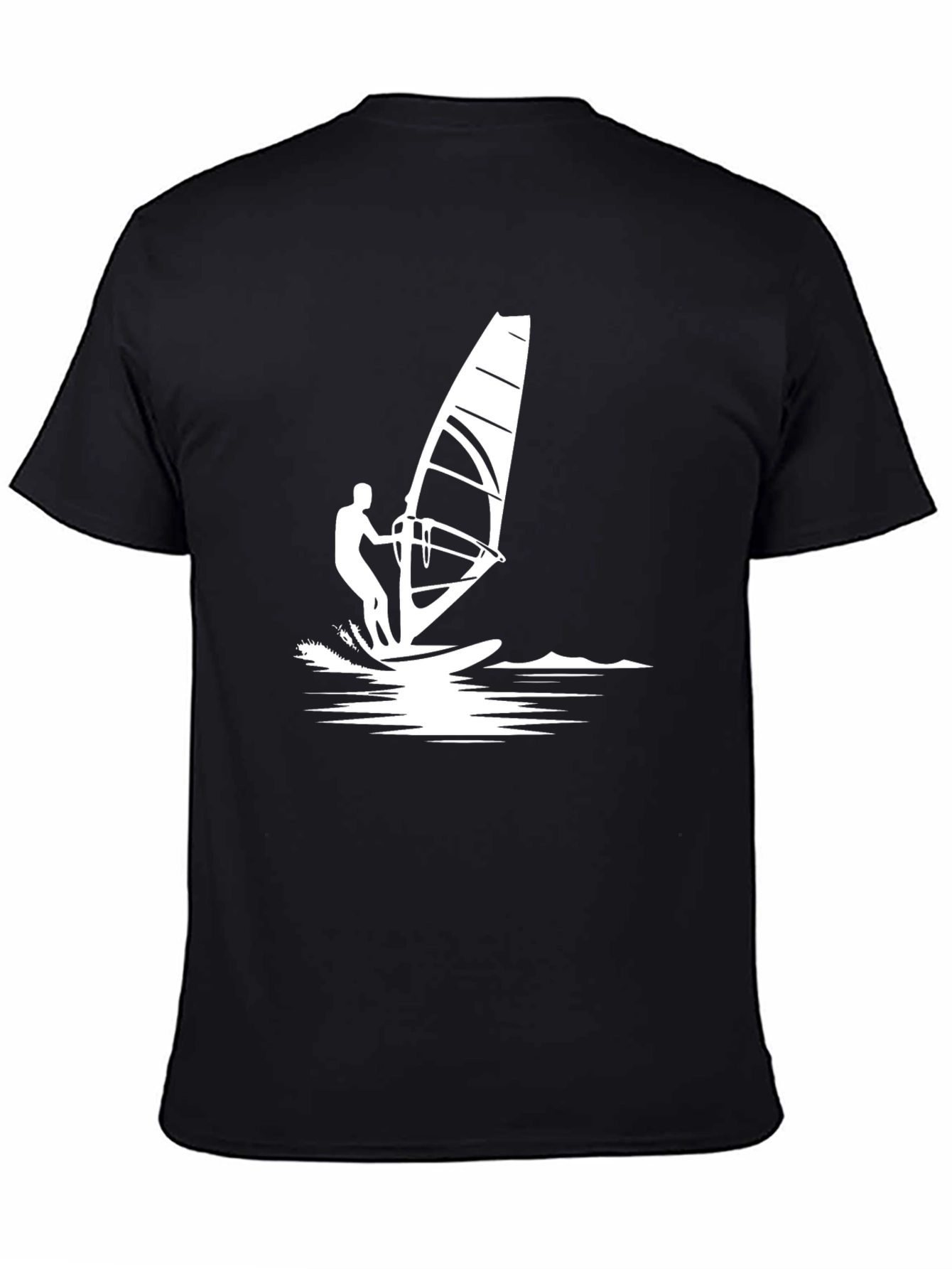 Windsurfer Graphic Tee - Black Cotton T-Shirt