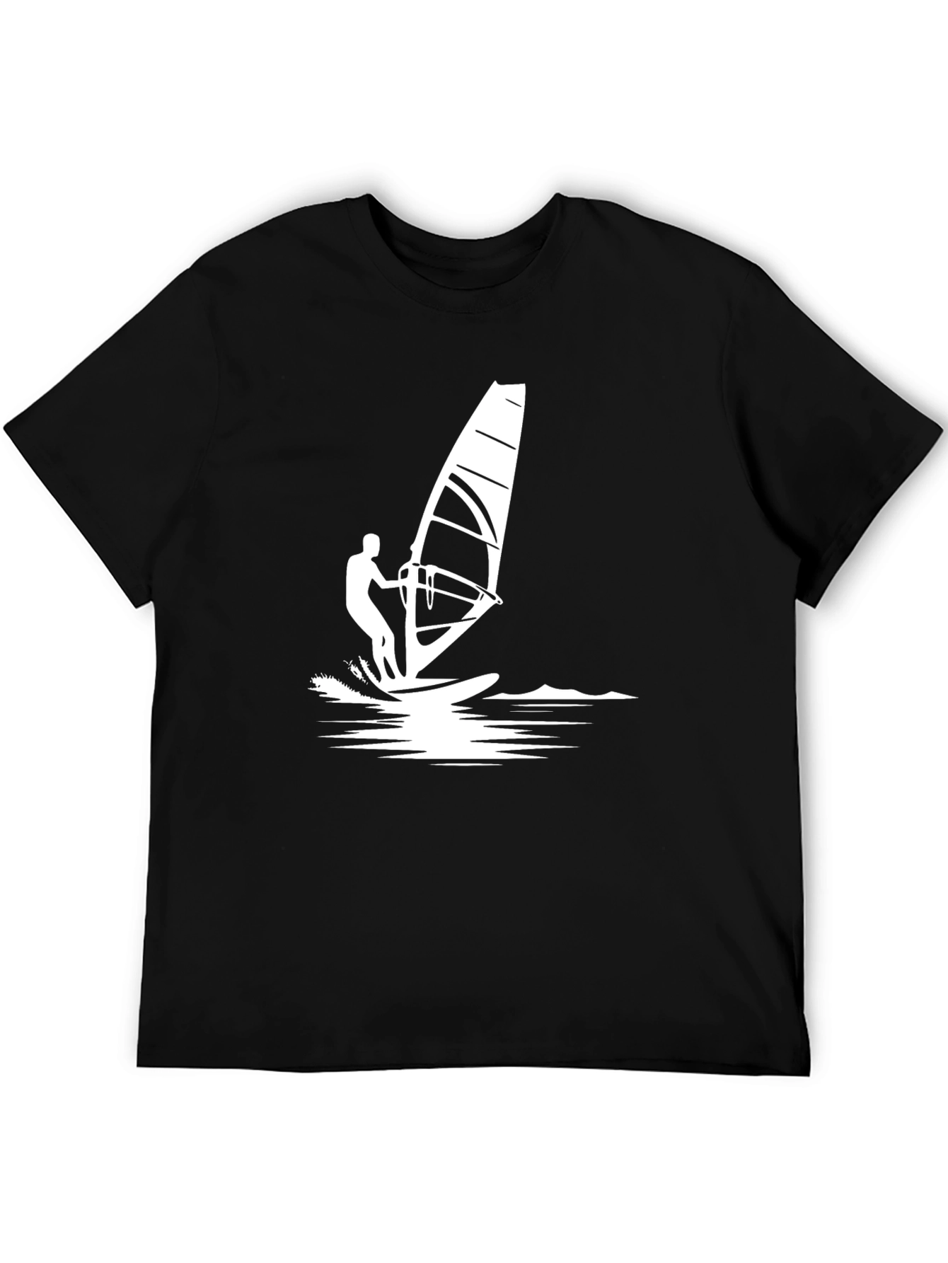 Windsurfer Graphic Tee - Black Cotton T-Shirt