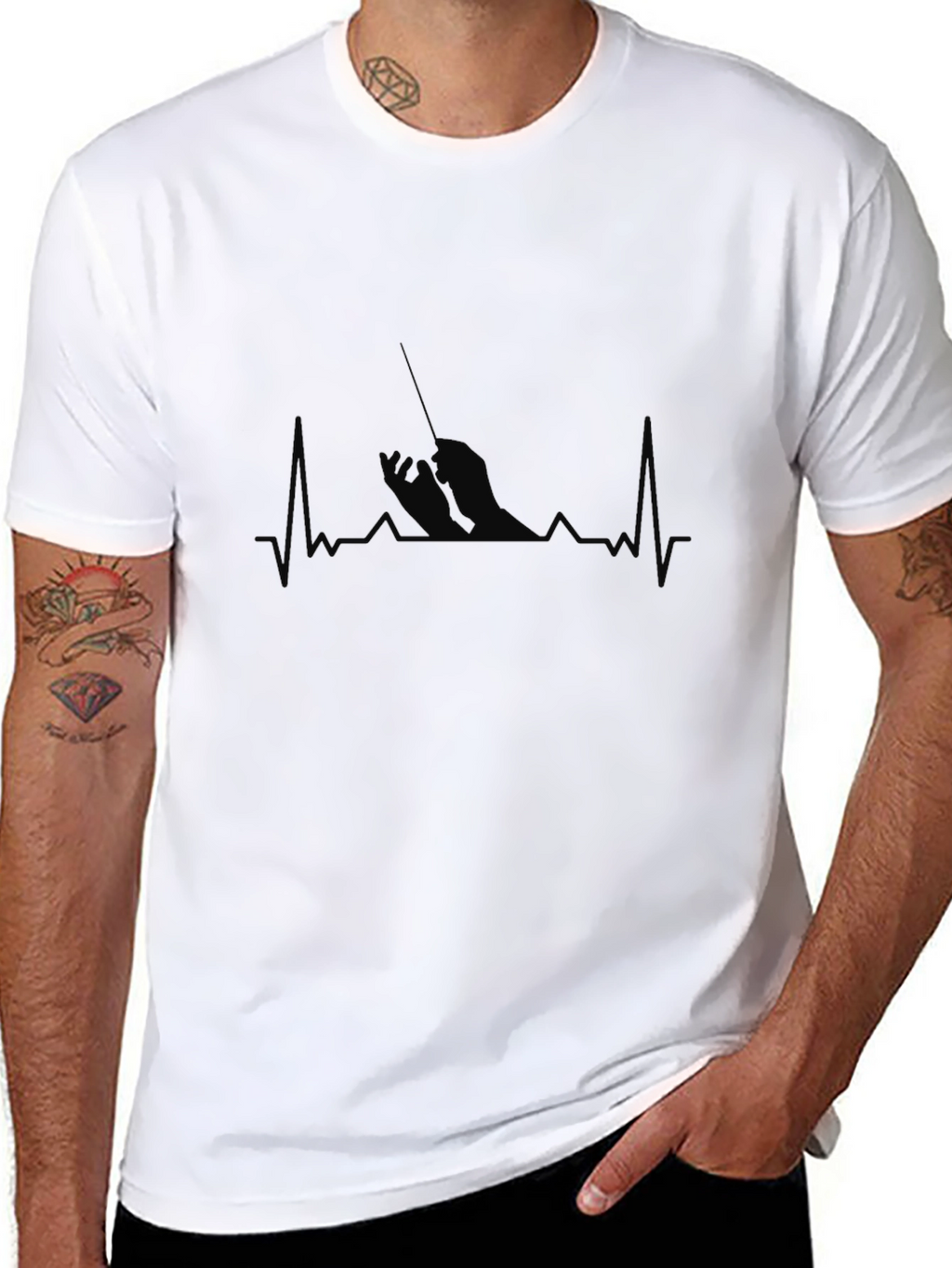 Fisherman Heartbeat T-Shirt - Black