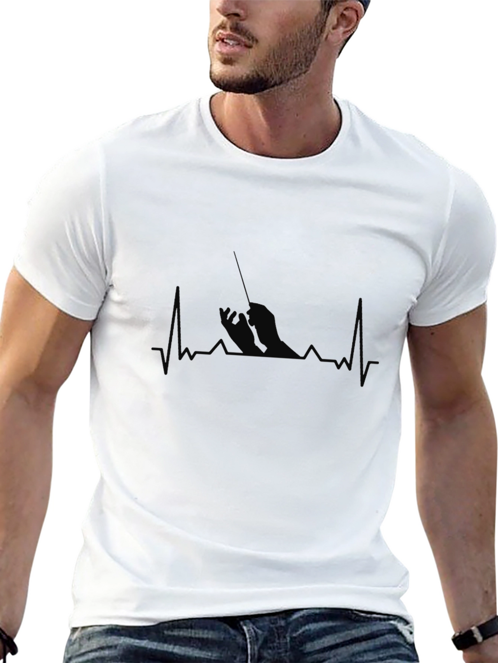 Fisherman Heartbeat T-Shirt - Black