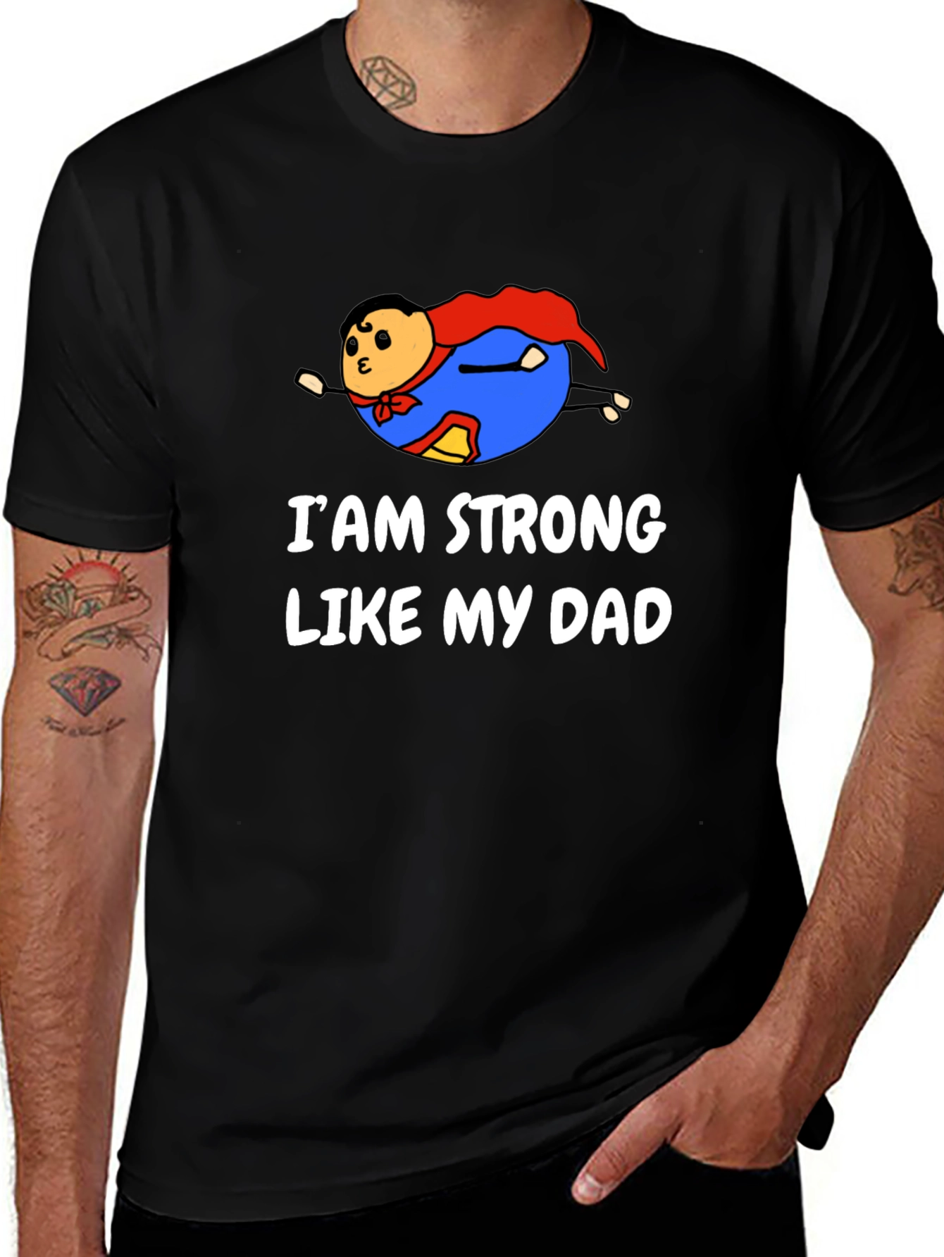 Strong Like Dad Graphic Tee - Black
