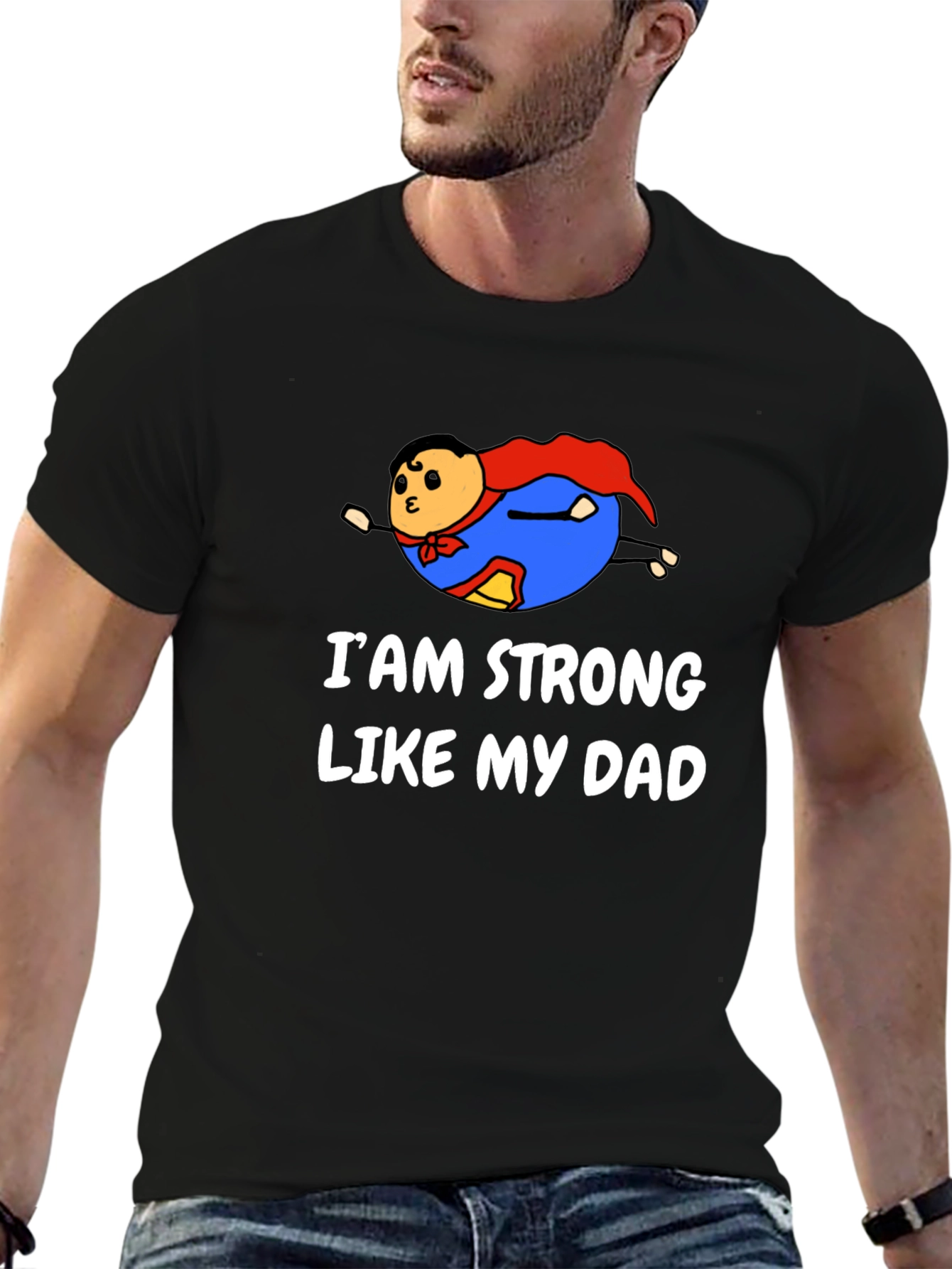 Strong Like Dad Graphic Tee - Black