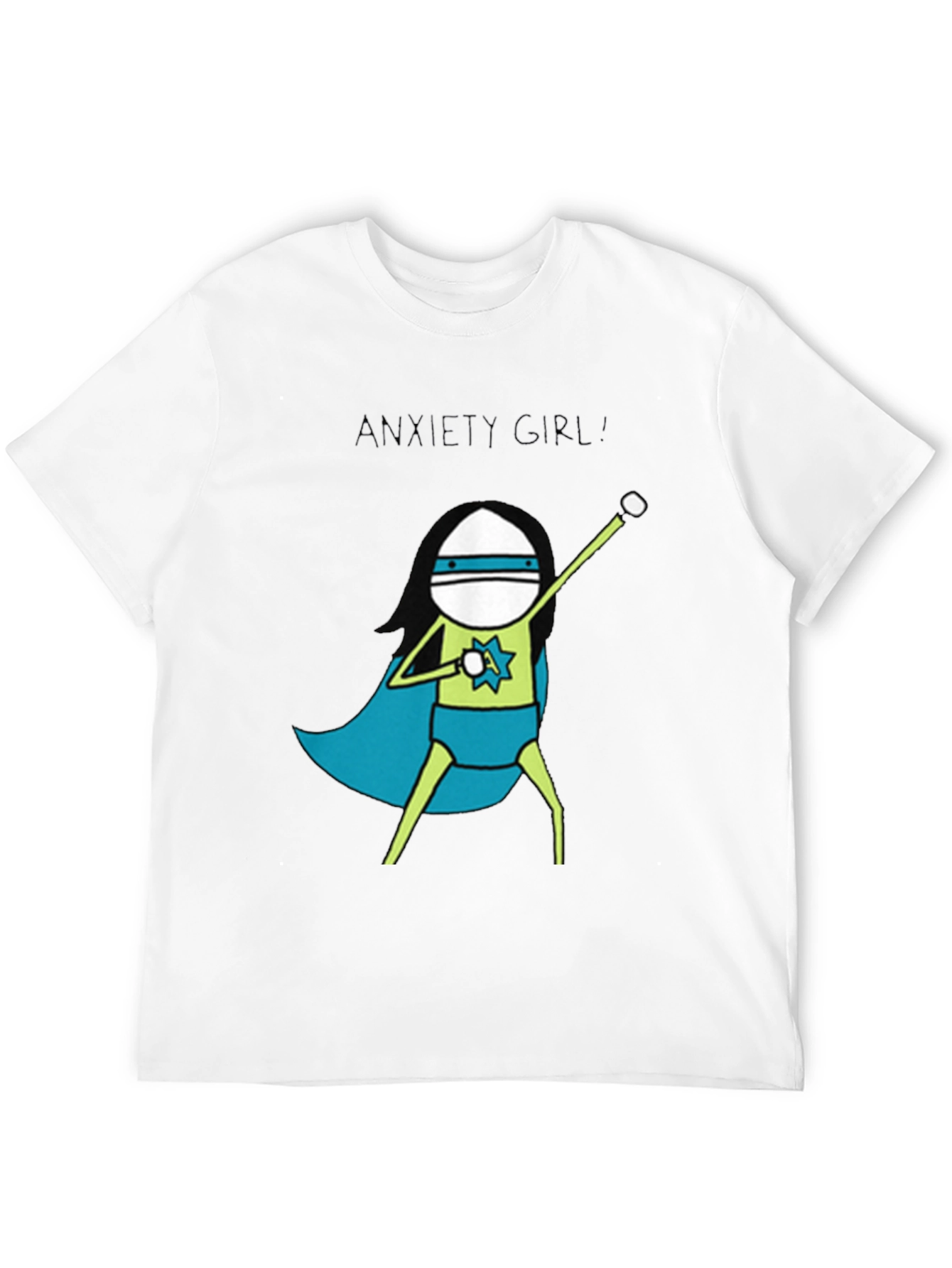 Anxiety Girl Superhero Graphic Tee - Black Cotton T-Shirt