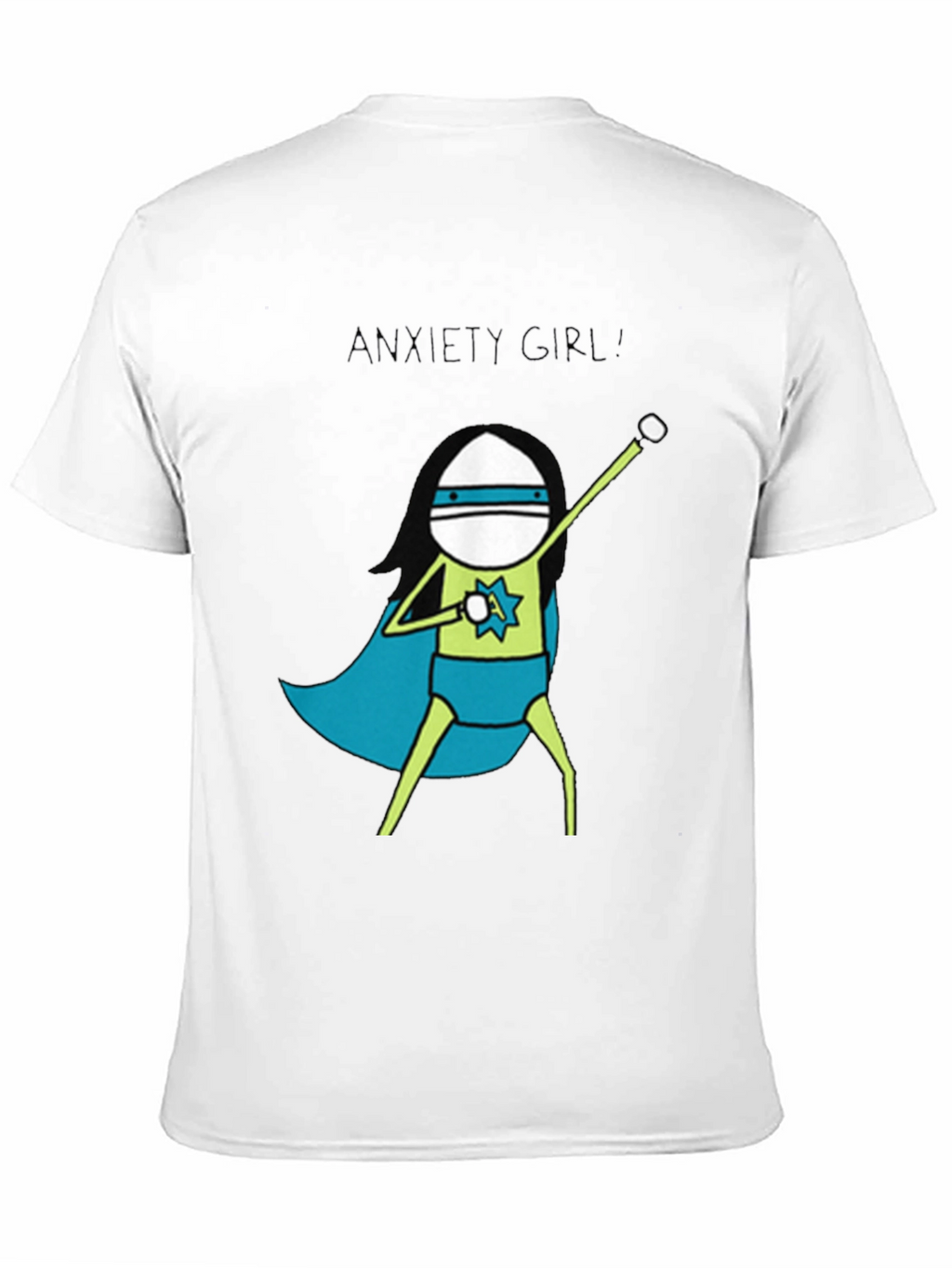Anxiety Girl Superhero Graphic Tee - Black Cotton T-Shirt