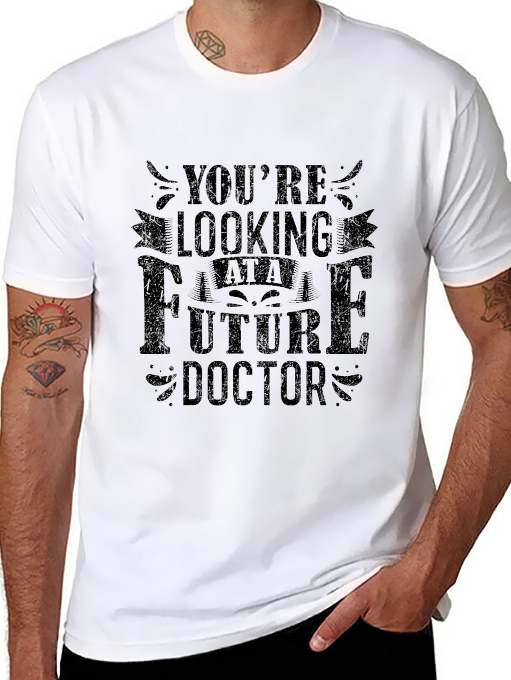 Future Doctor Graphic Tee - Black Crew Neck