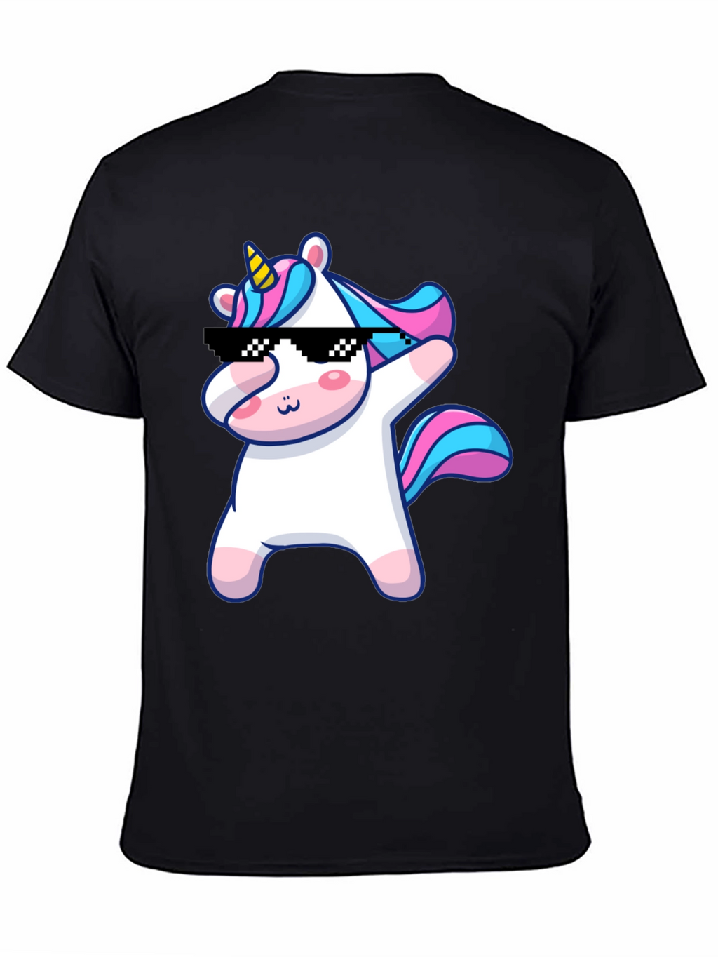 Dabbing Unicorn Graphic T-Shirt - Black