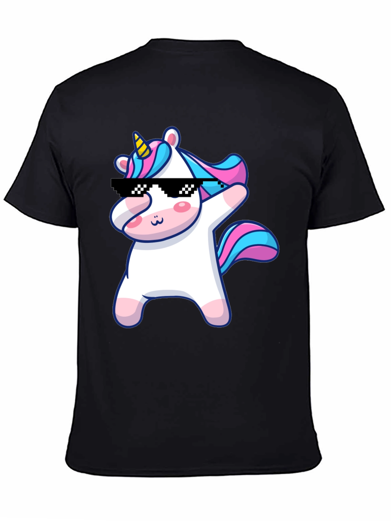 Dabbing Unicorn Graphic T-Shirt - Black