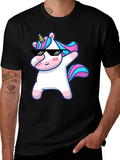 Dabbing Unicorn Graphic T-Shirt - Black