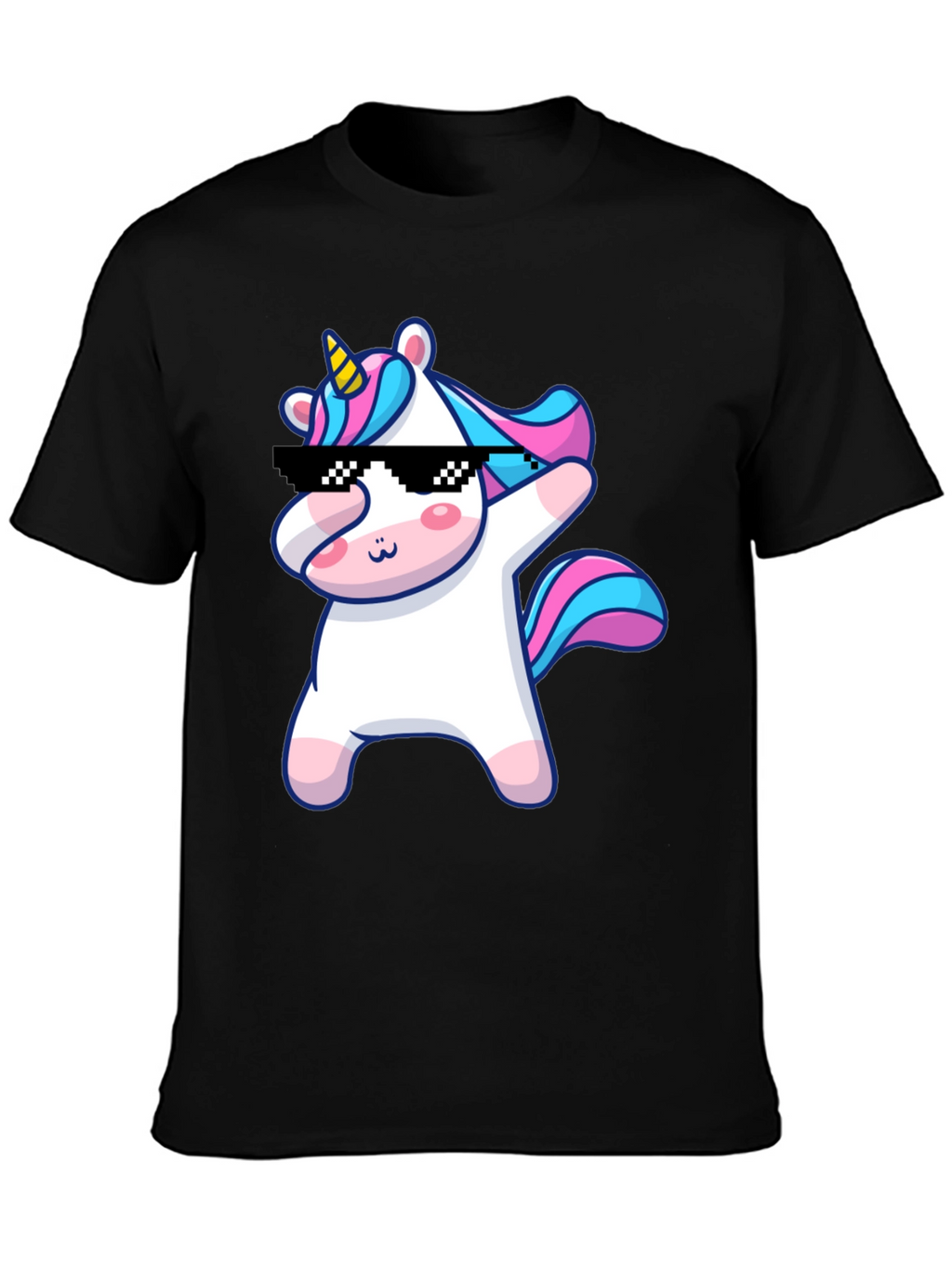 Dabbing Unicorn Graphic T-Shirt - Black