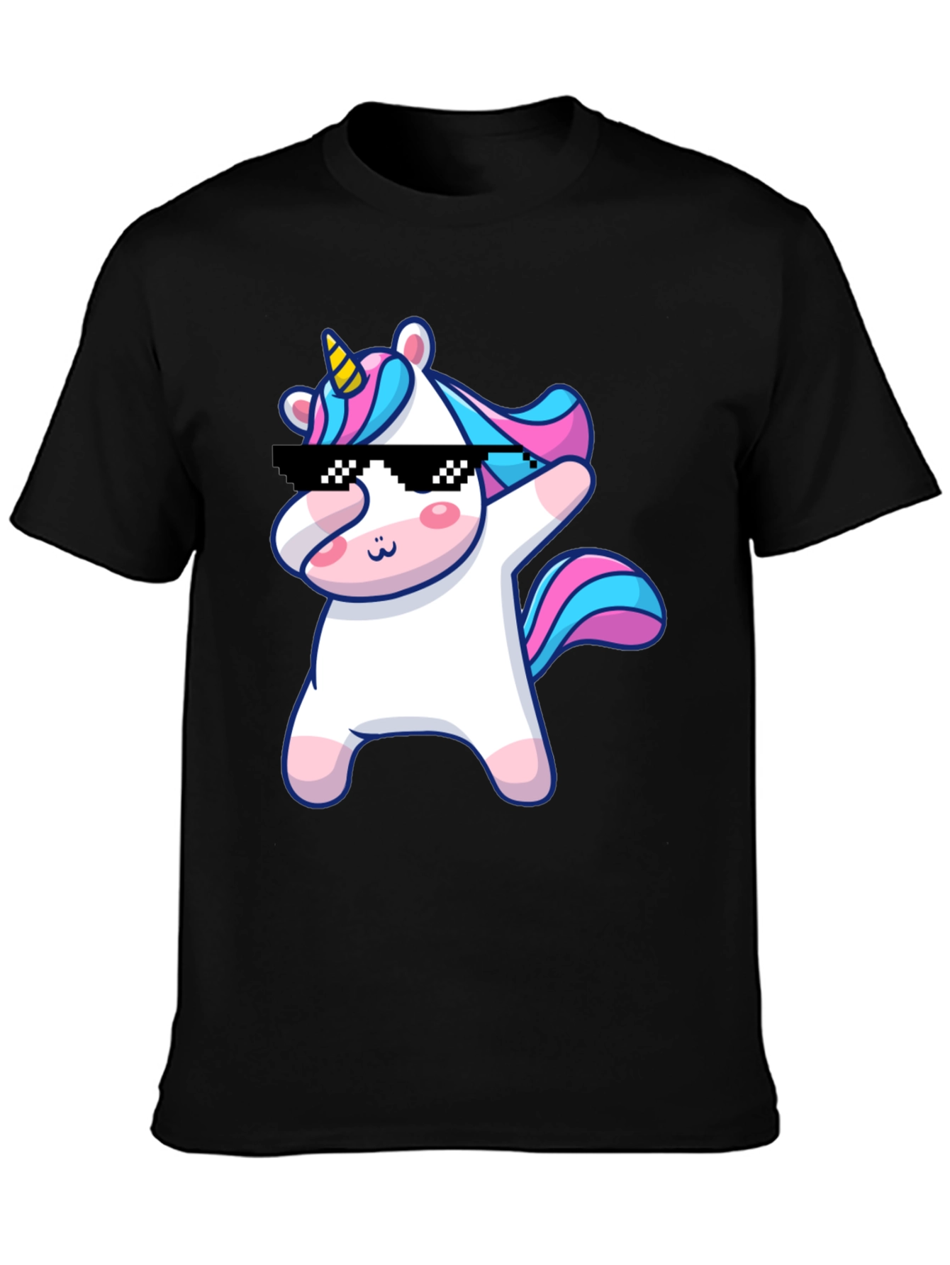 Dabbing Unicorn Graphic T-Shirt - Black