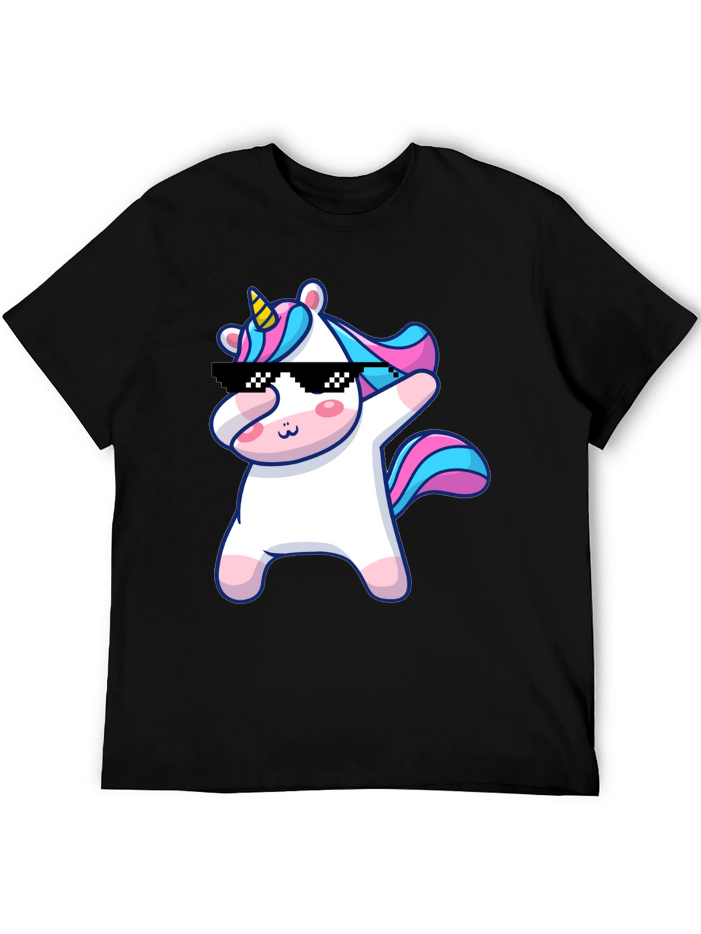 Dabbing Unicorn Graphic T-Shirt - Black