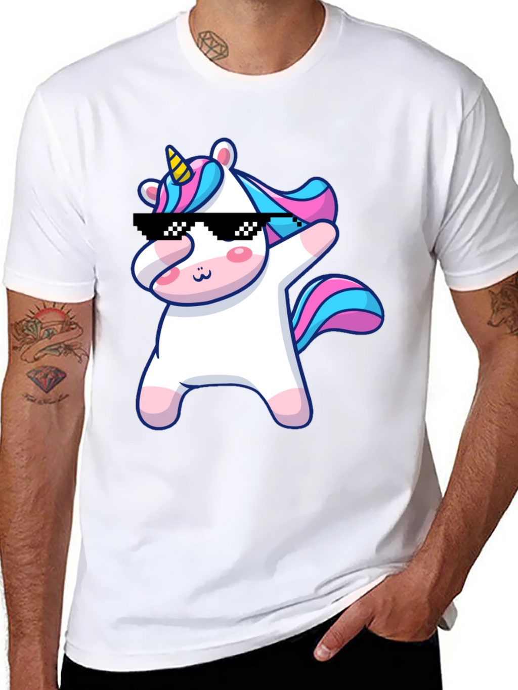 Dabbing Unicorn Graphic T-Shirt - Black