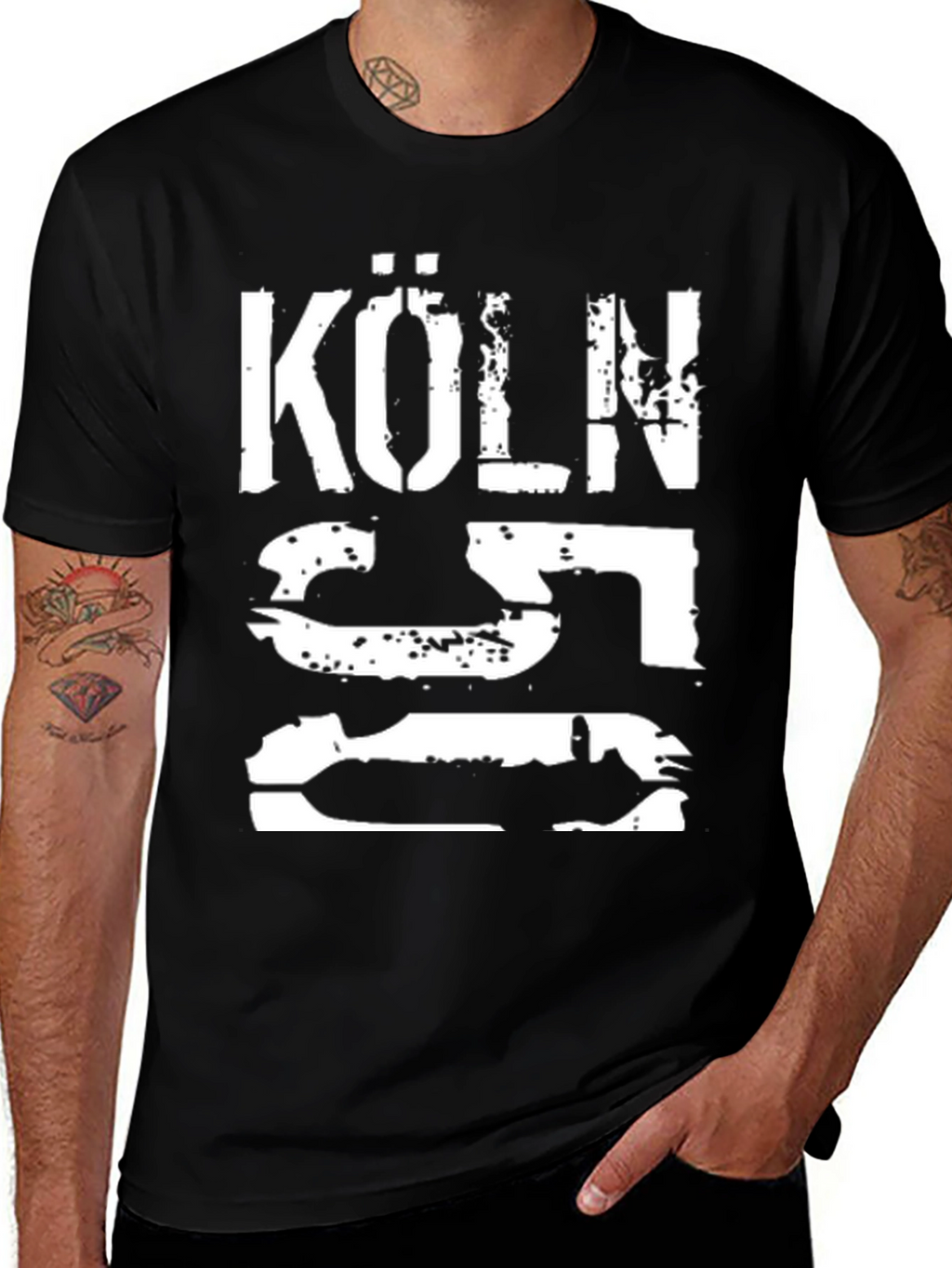 Köln T-Shirt - Black Distressed Graphic Tee