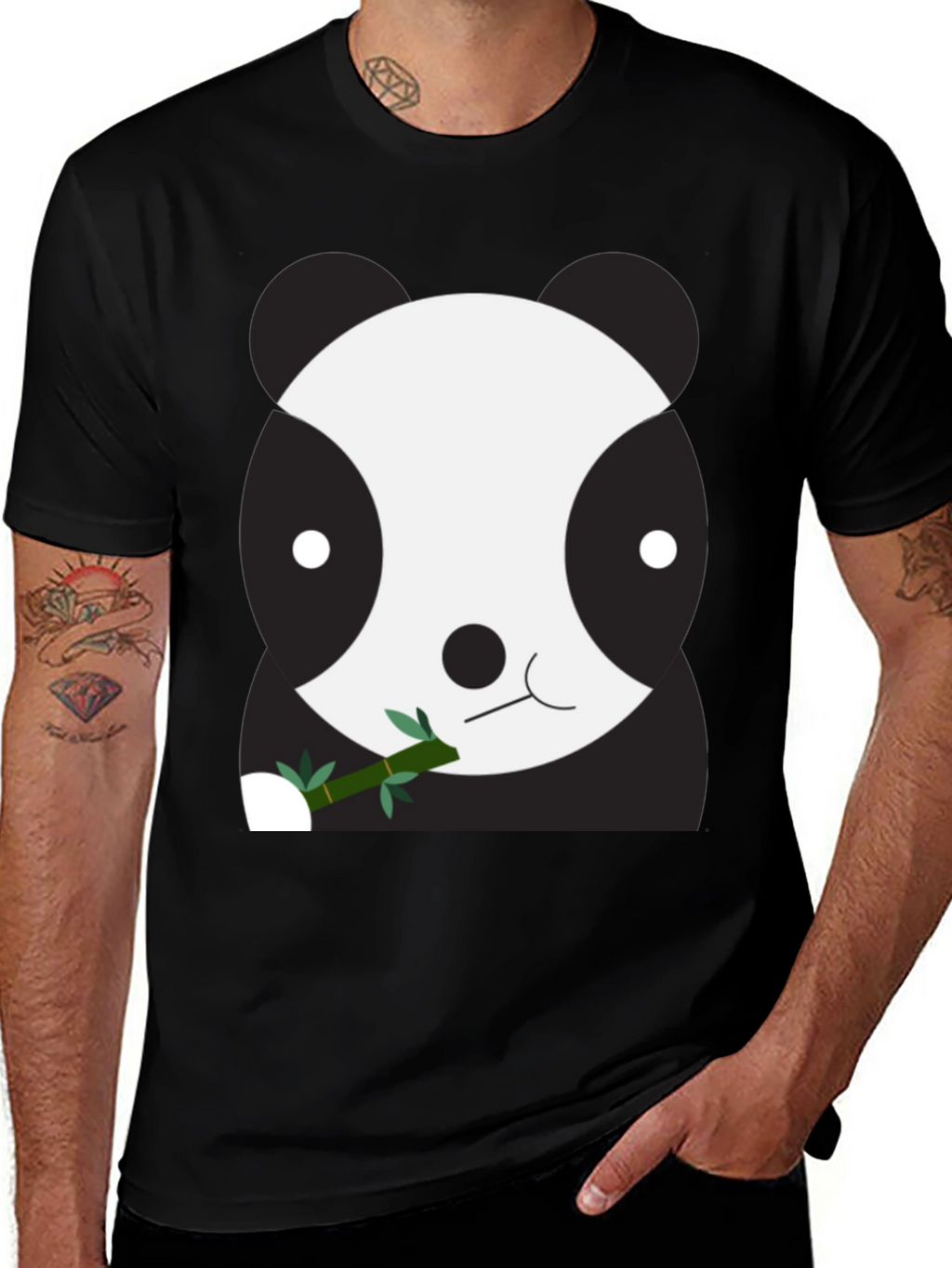 Cute Panda Bear Graphic Tee - Unisex Black T-Shirt