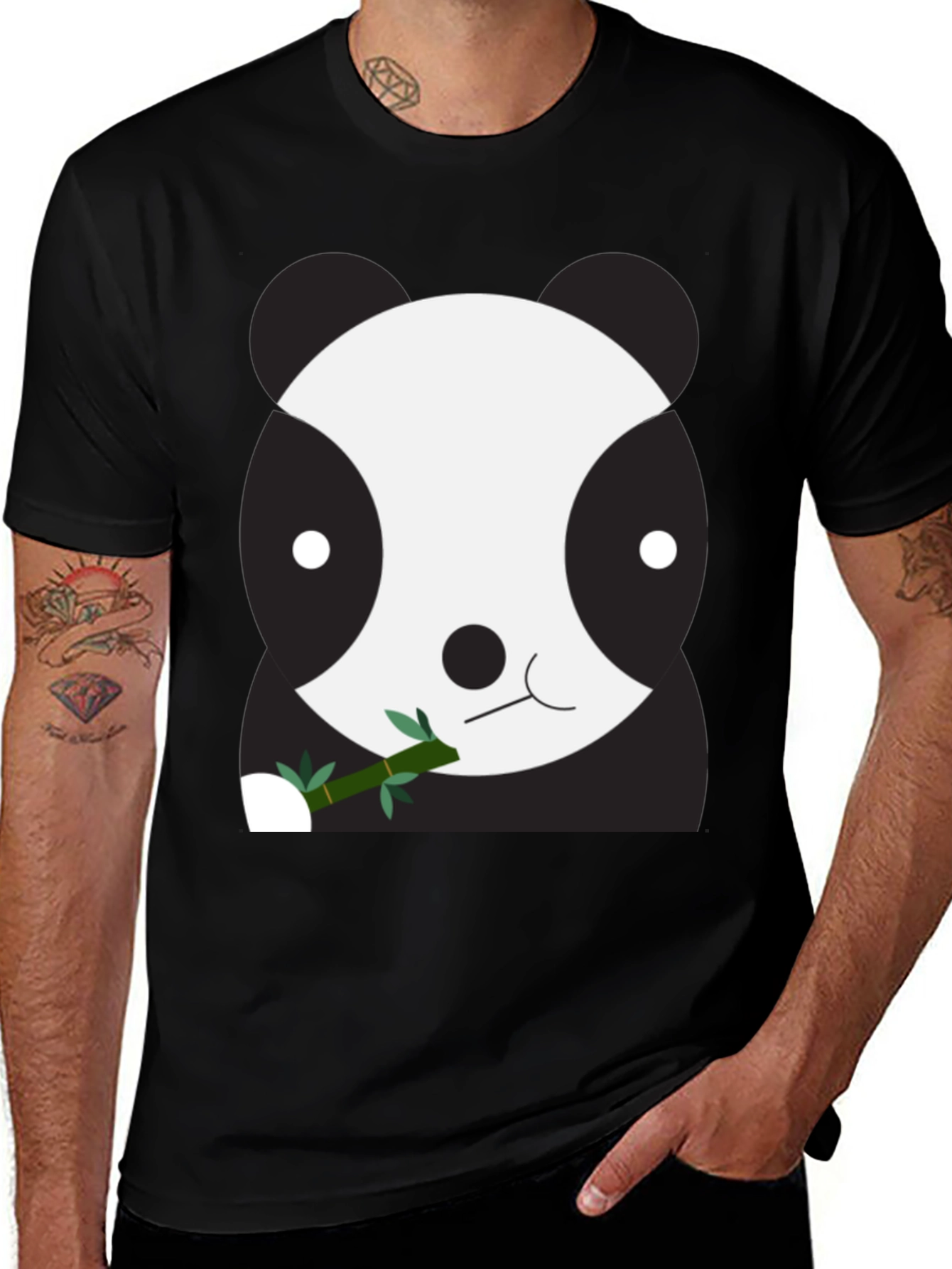 Cute Panda Bear Graphic Tee - Unisex Black T-Shirt