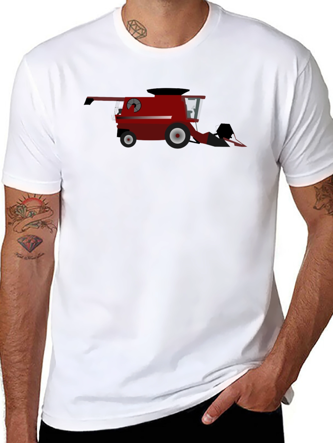 Red Combine Harvester Graphic T-Shirt
