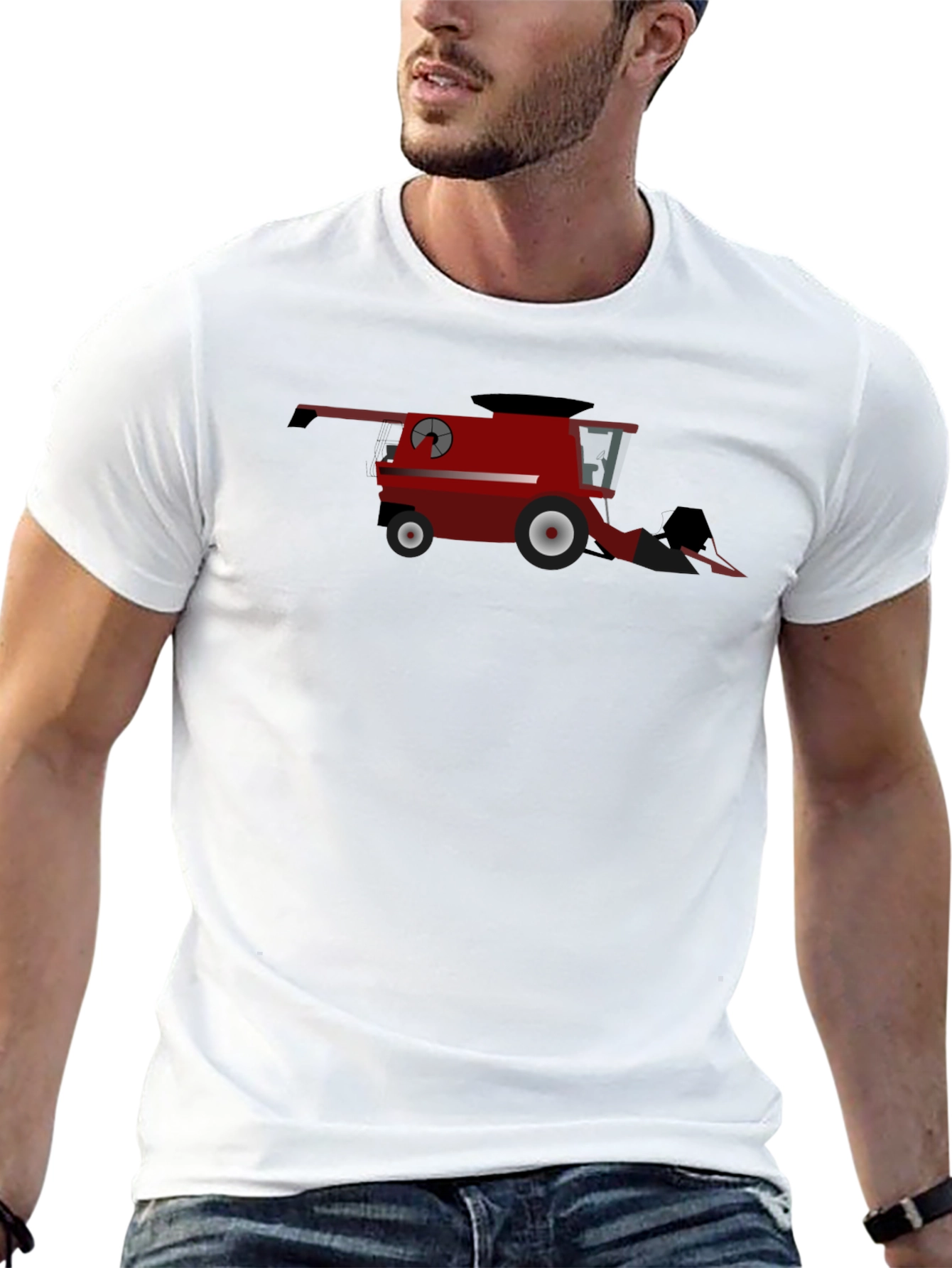 Red Combine Harvester Graphic T-Shirt