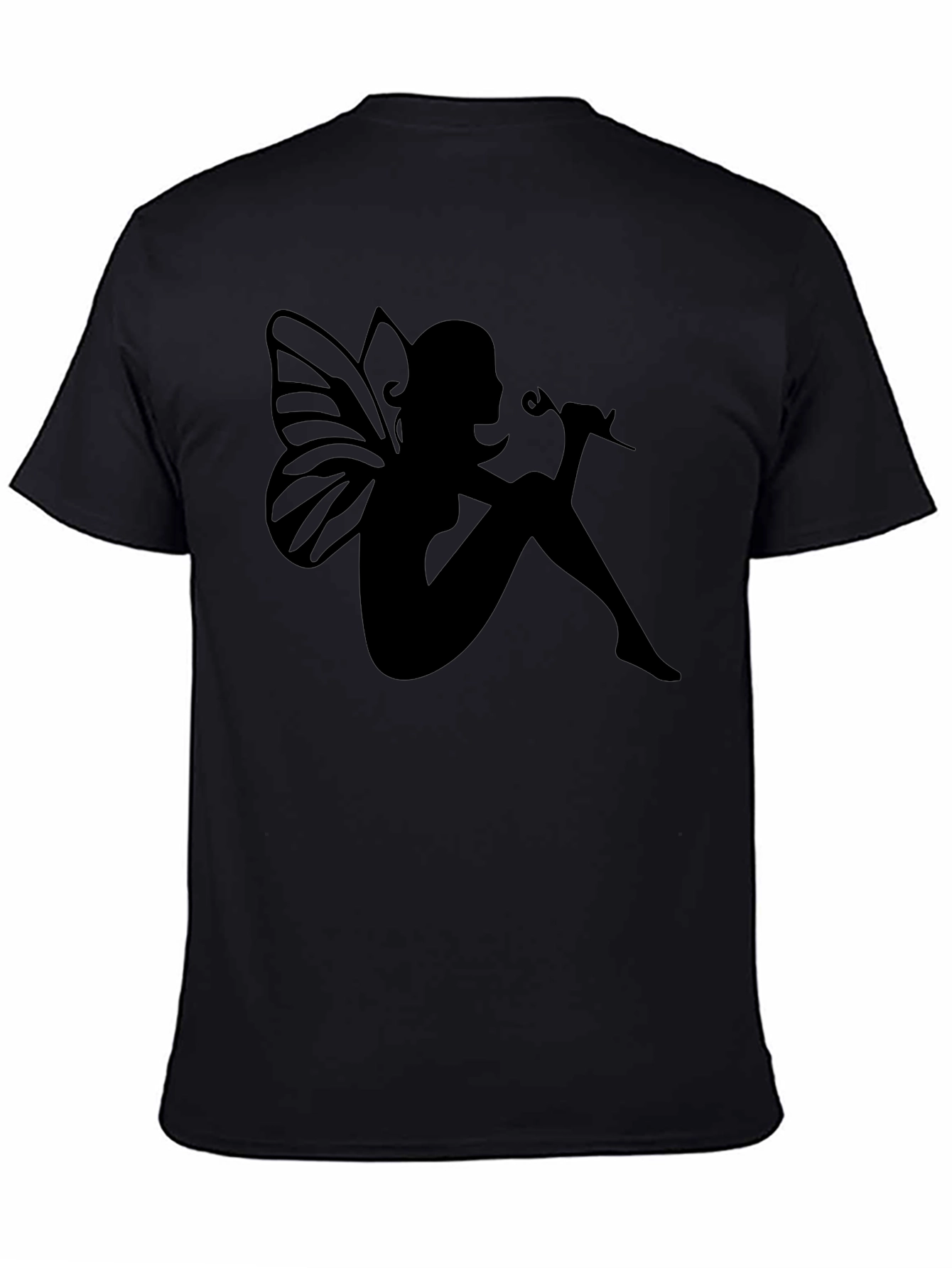 Fairy Silhouette Graphic Tee - Black Cotton Blend
