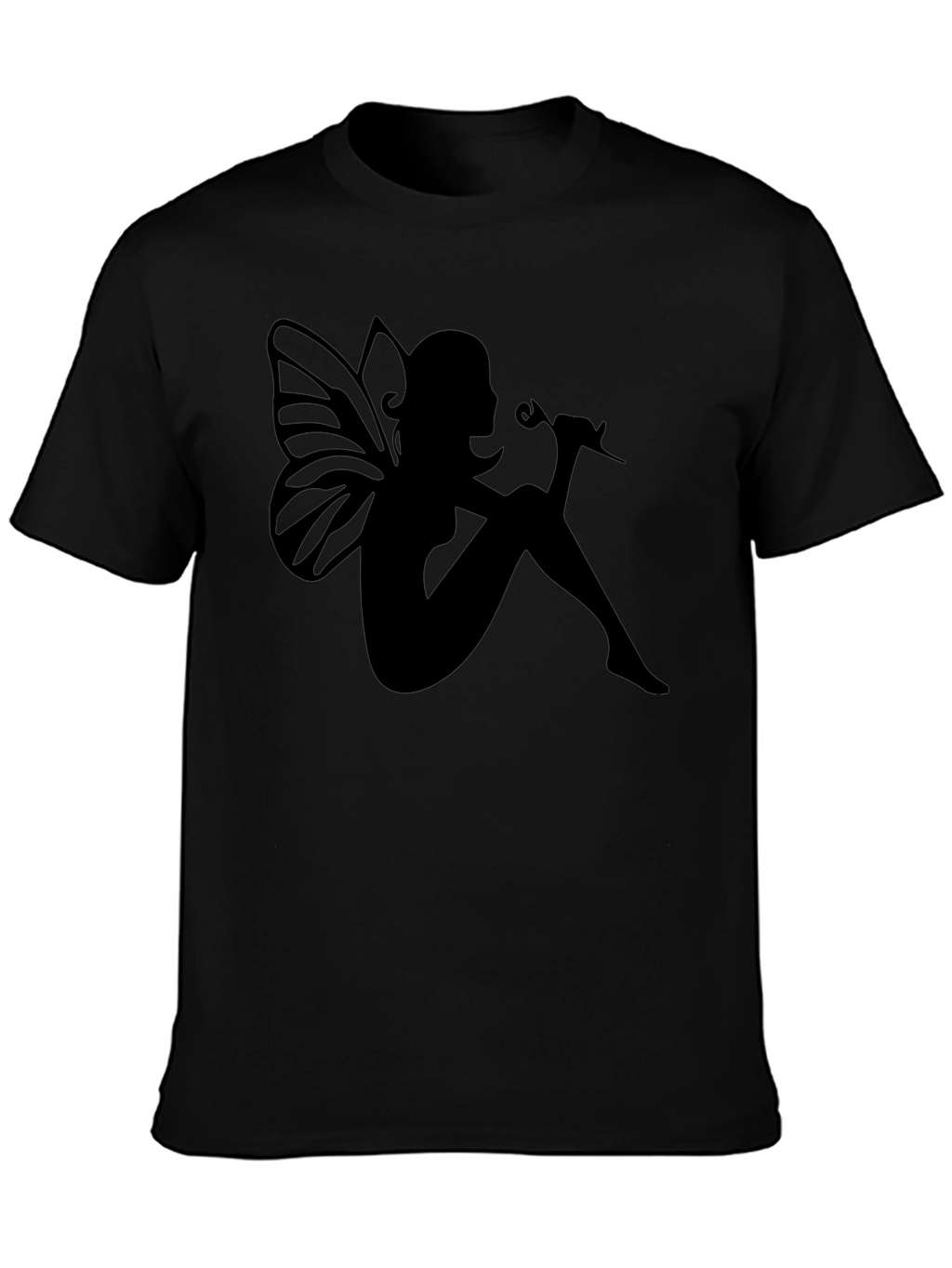 Fairy Silhouette Graphic Tee - Black Cotton Blend