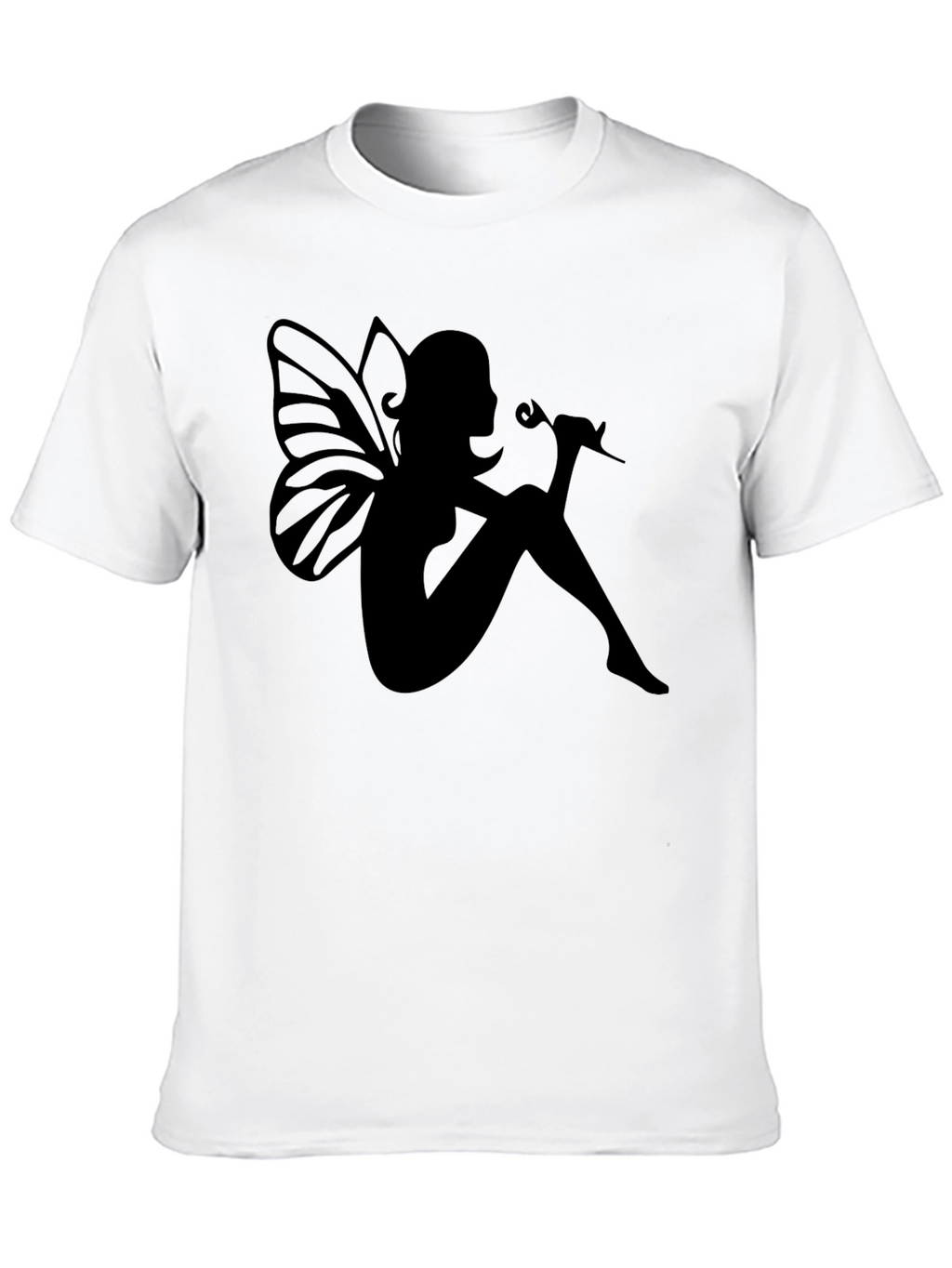 Fairy Silhouette Graphic Tee - Black Cotton Blend
