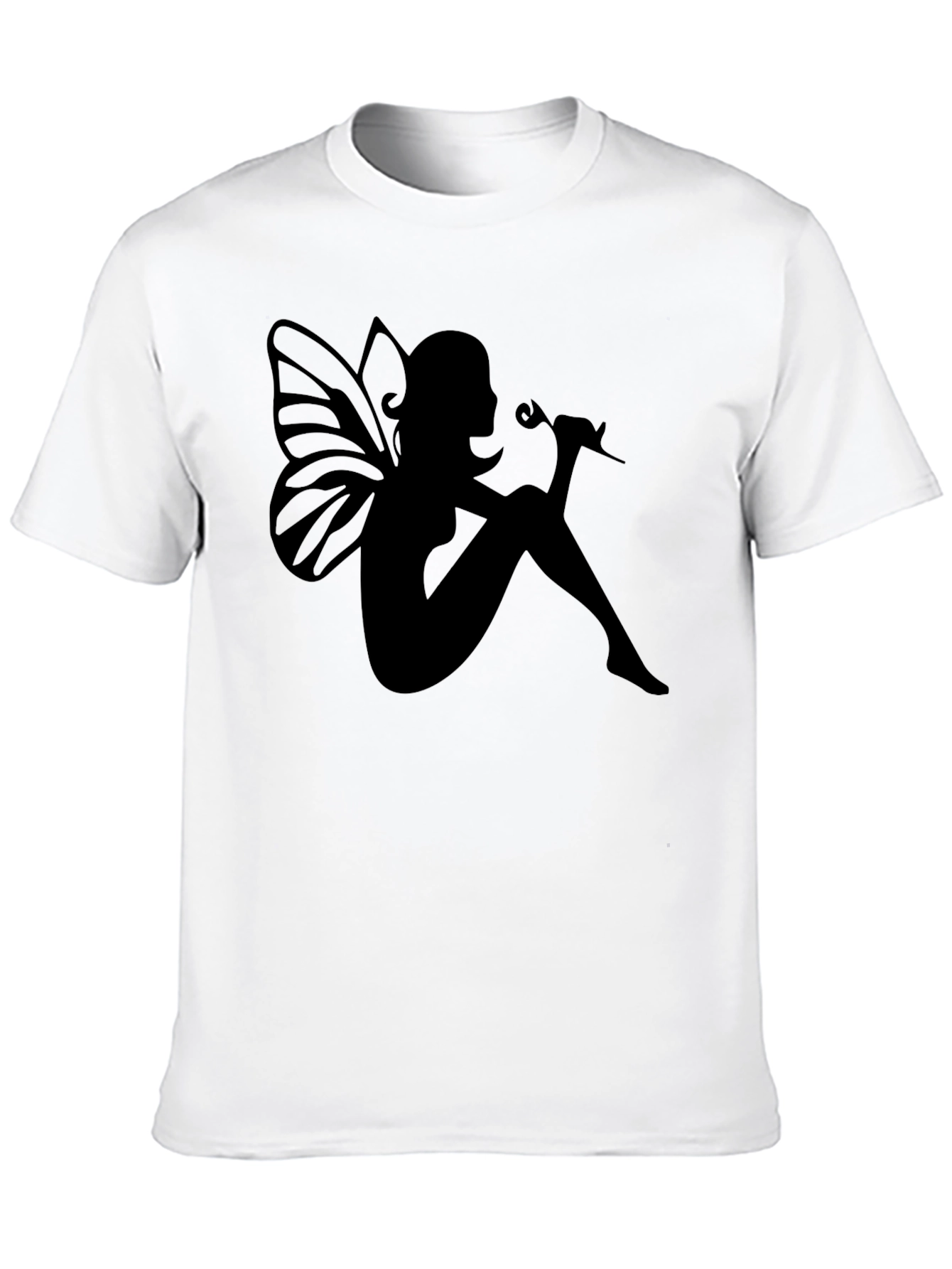 Fairy Silhouette Graphic Tee - Black Cotton Blend