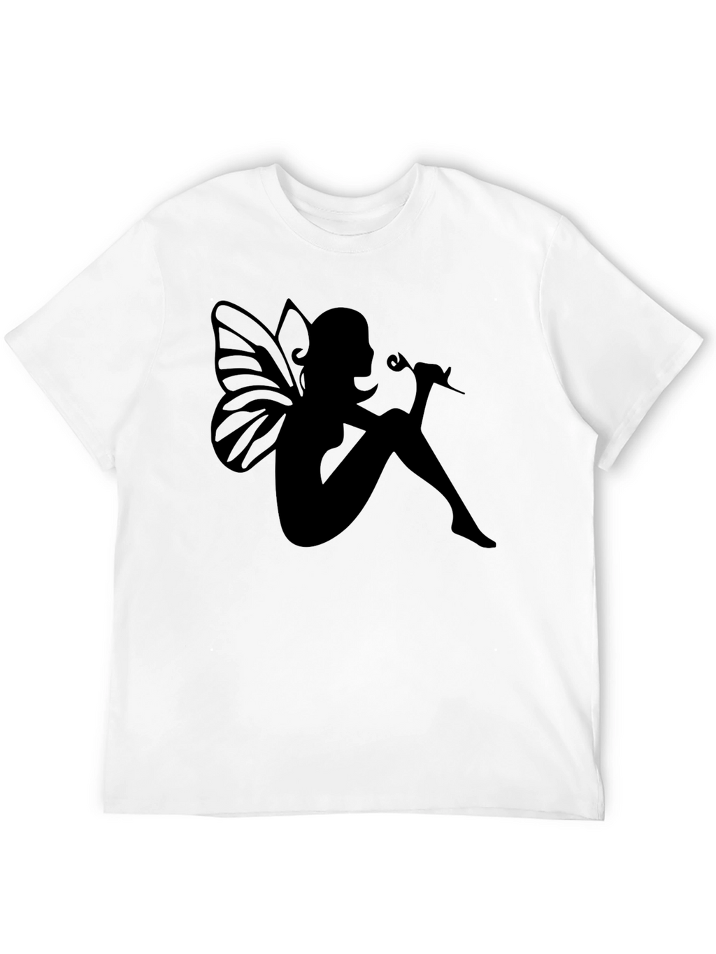 Fairy Silhouette Graphic Tee - Black Cotton Blend