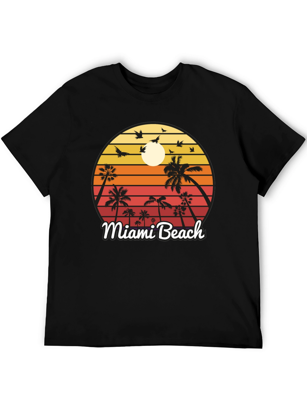 Miami Beach T-Shirt Sunset Palm Tree Design