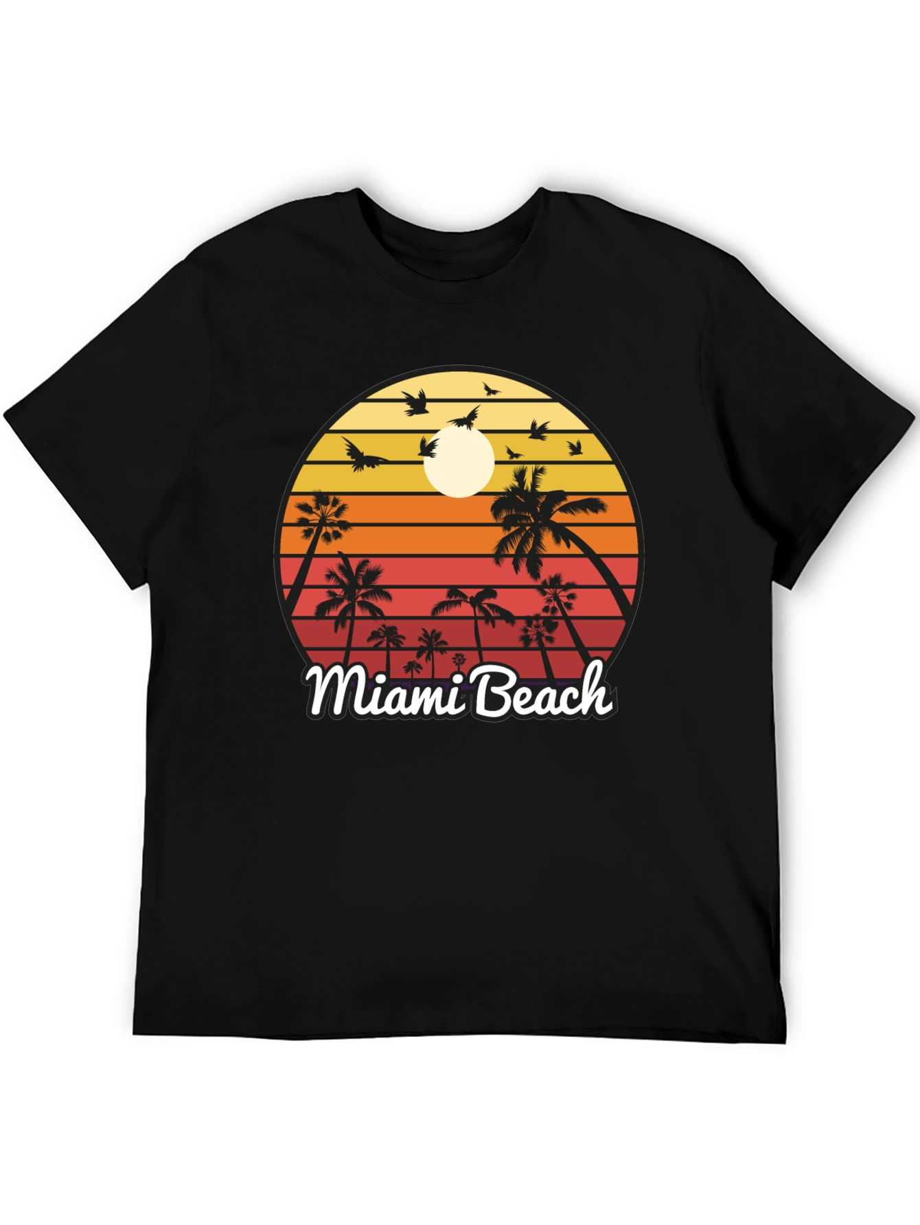 Miami Beach T-Shirt Sunset Palm Tree Design