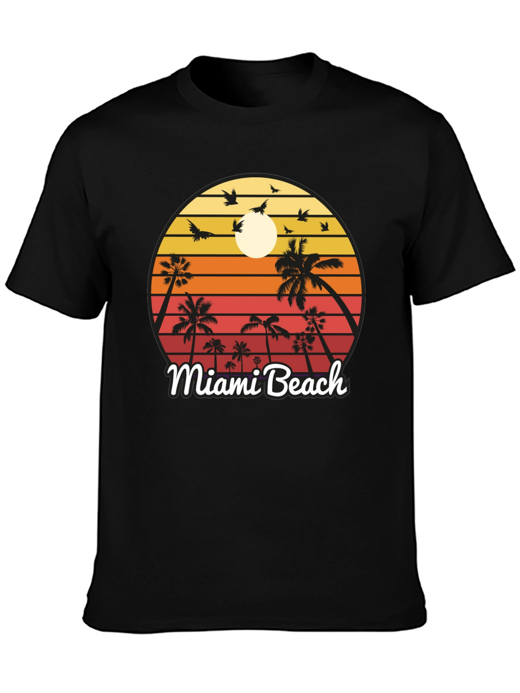 Miami Beach T-Shirt Sunset Palm Tree Design
