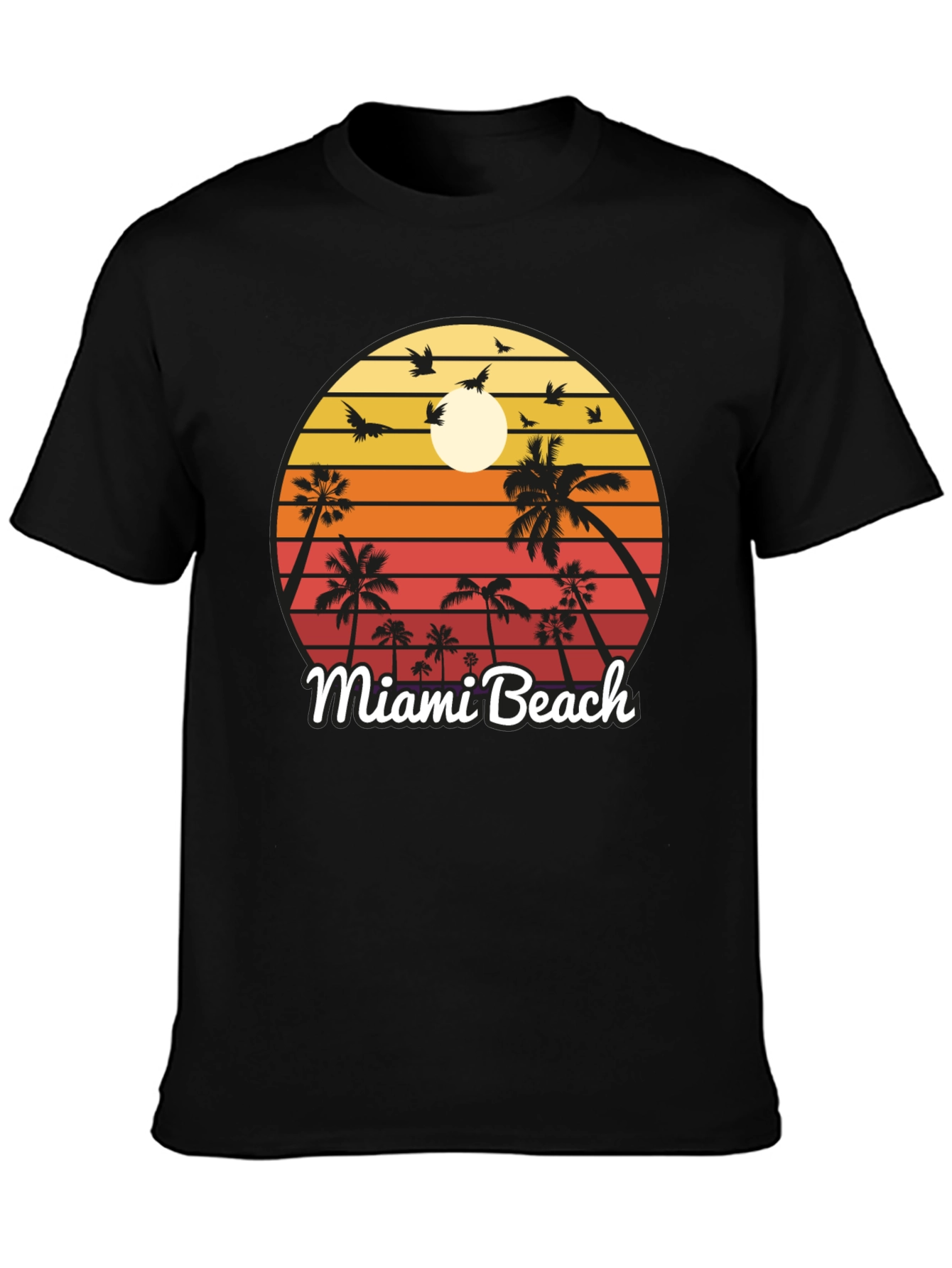 Miami Beach T-Shirt Sunset Palm Tree Design