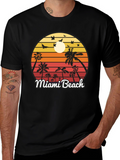 Miami Beach T-Shirt Sunset Palm Tree Design