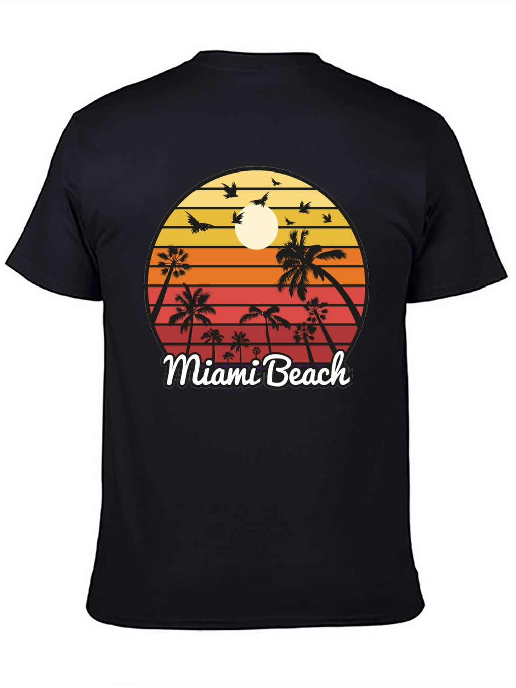 Miami Beach T-Shirt Sunset Palm Tree Design
