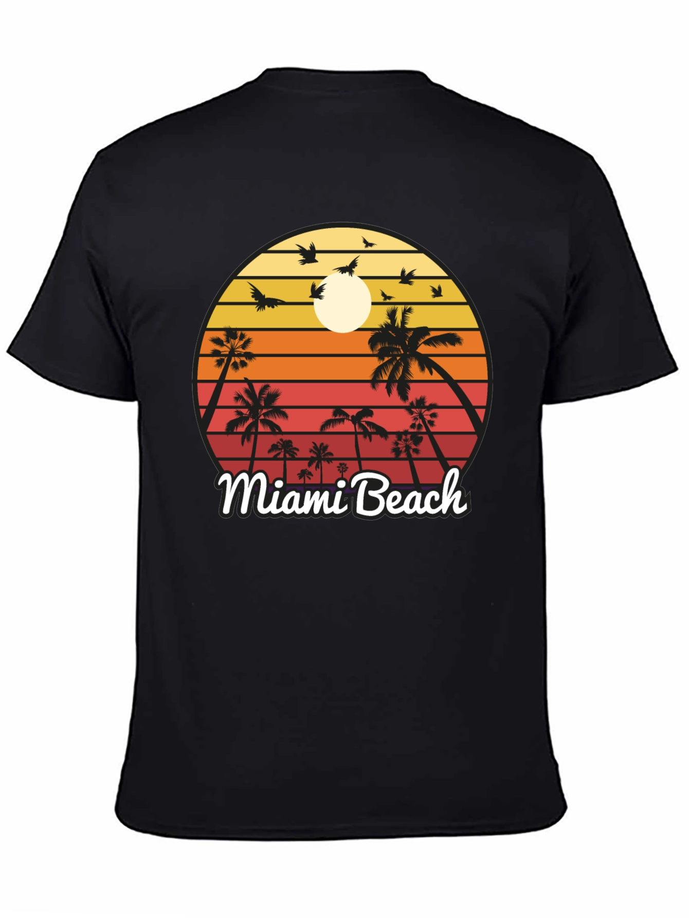 Miami Beach T-Shirt Sunset Palm Tree Design