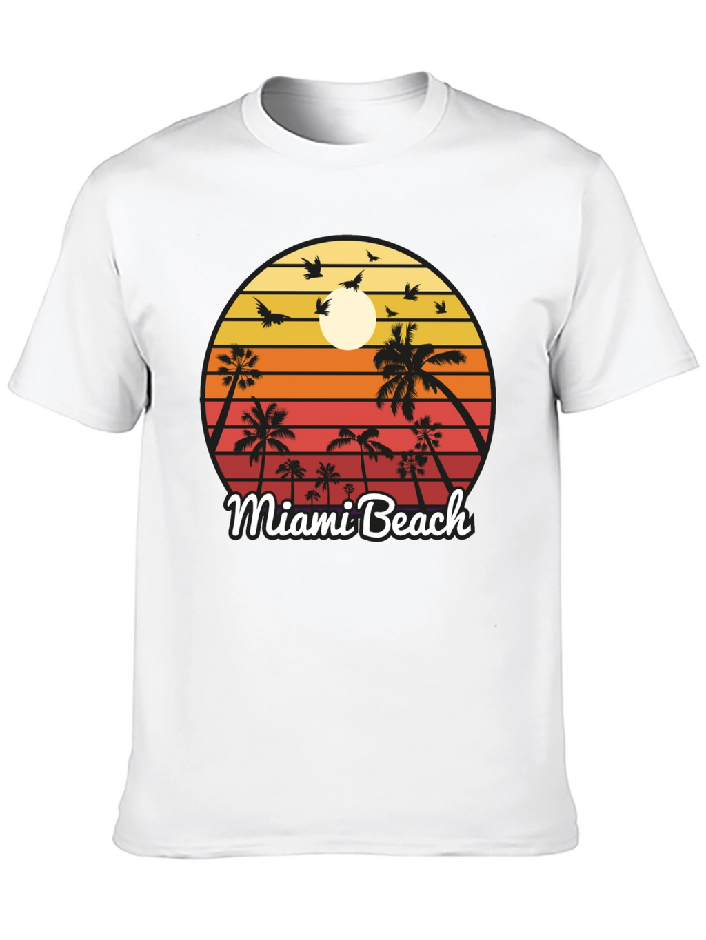 Miami Beach T-Shirt Sunset Palm Tree Design