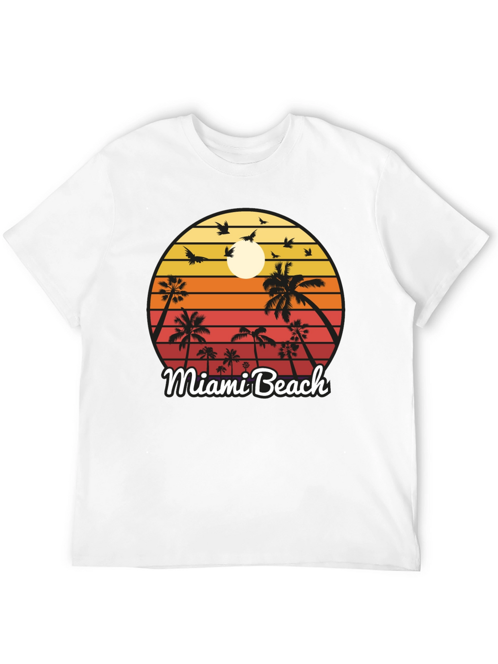Miami Beach T-Shirt Sunset Palm Tree Design