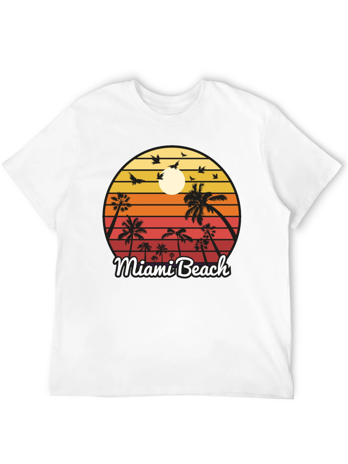Miami Beach T-Shirt Sunset Palm Tree Design