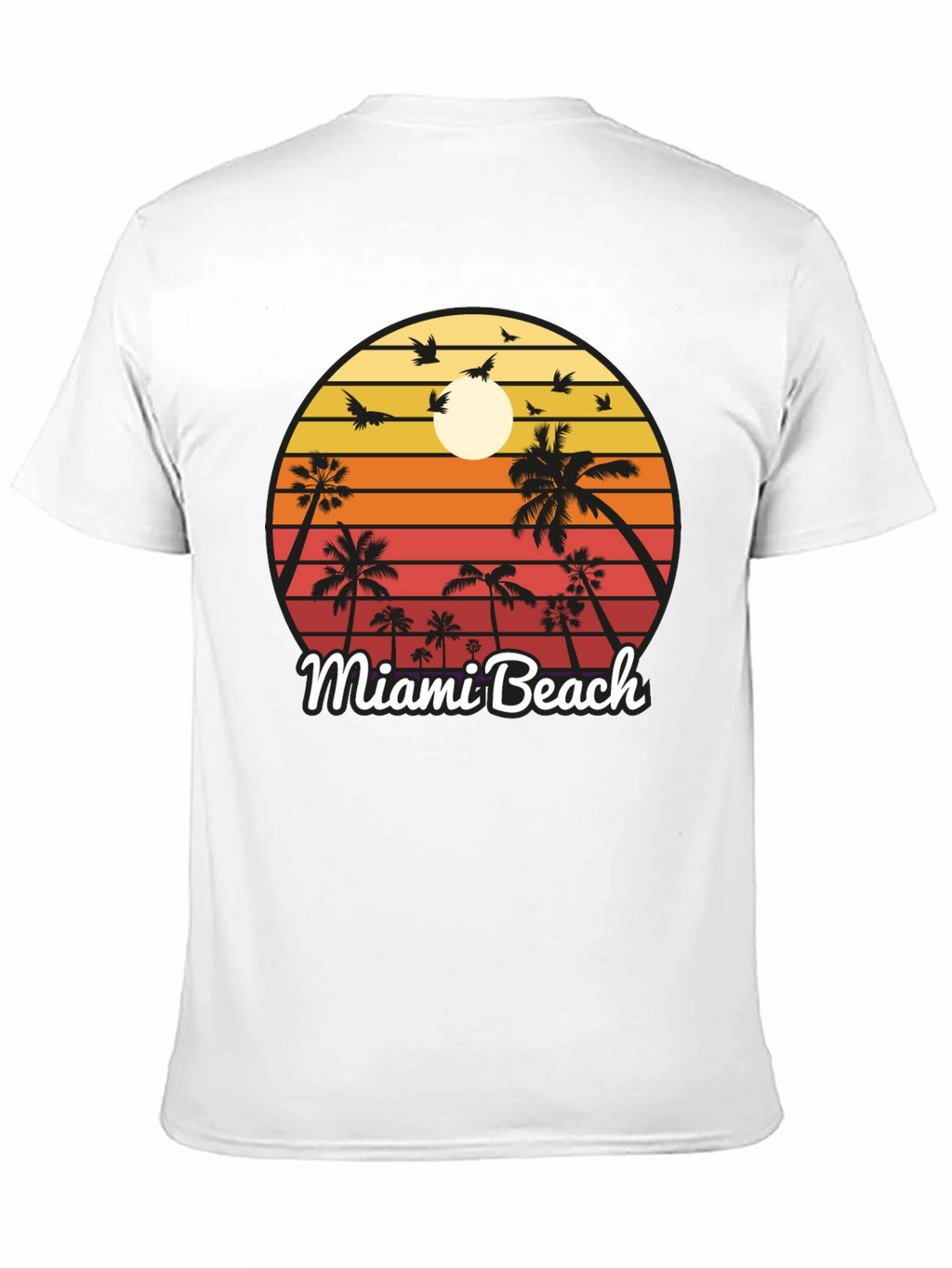 Miami Beach T-Shirt Sunset Palm Tree Design
