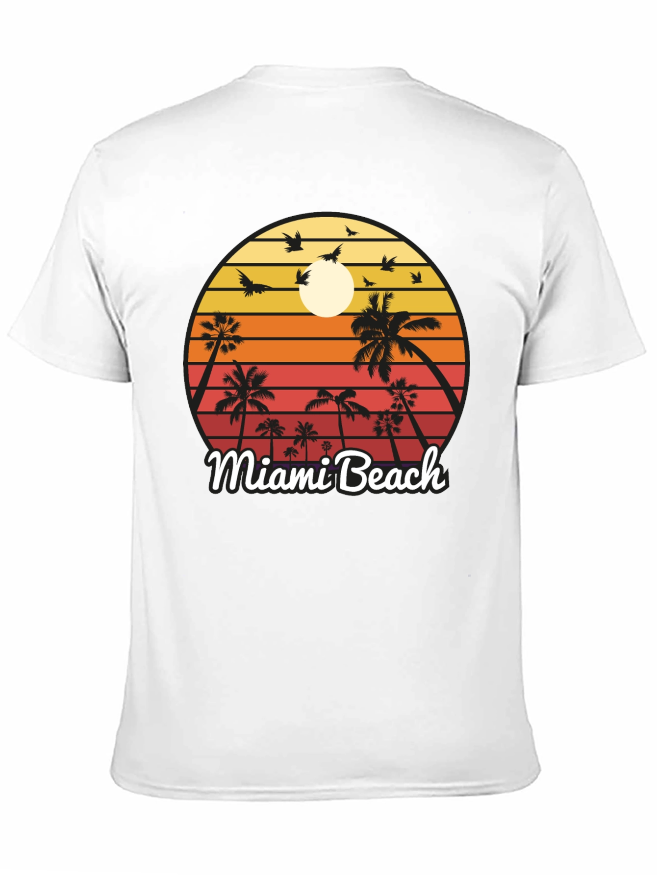 Miami Beach T-Shirt Sunset Palm Tree Design