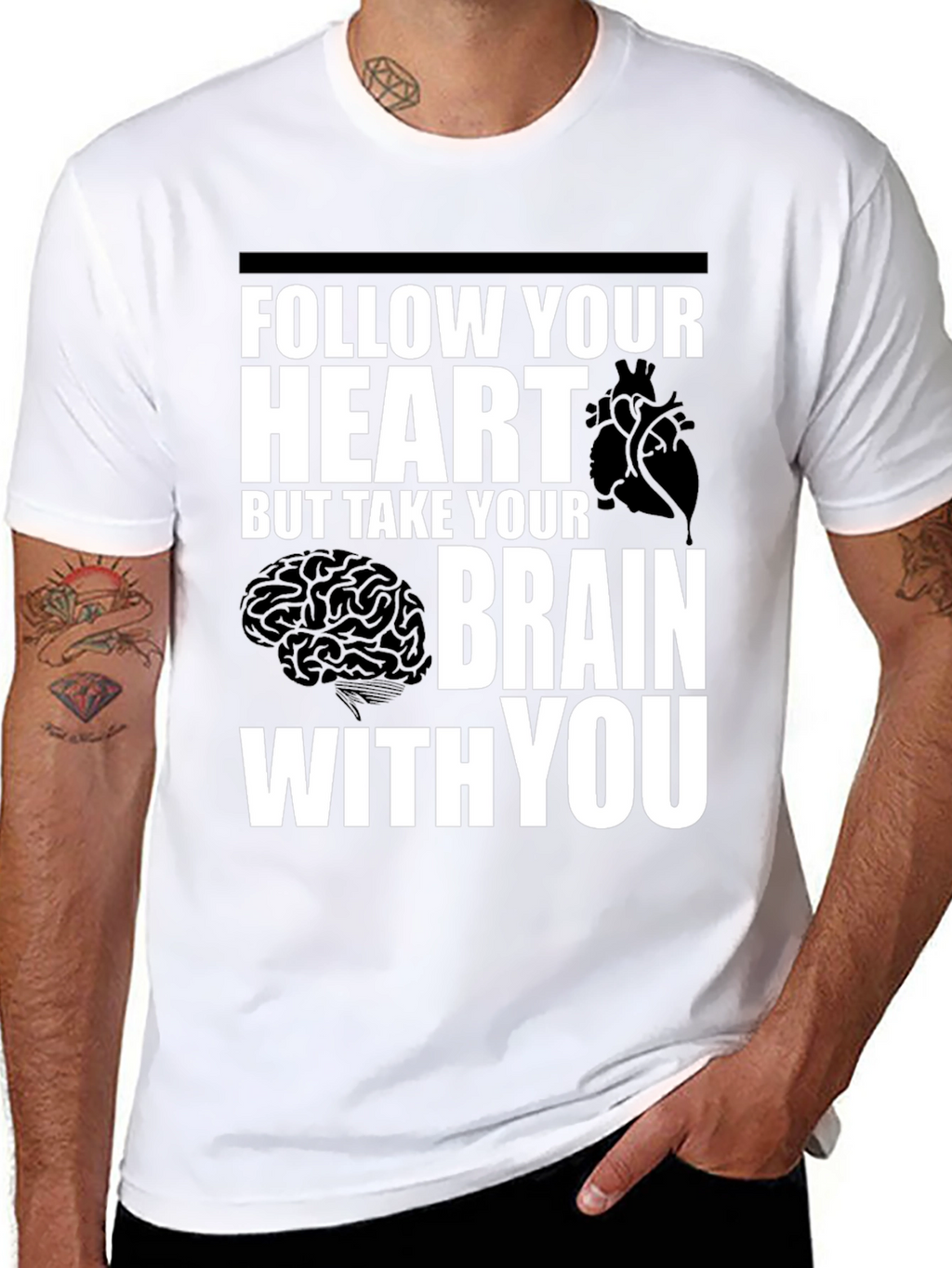 Follow Your Heart Brain Graphic T-Shirt